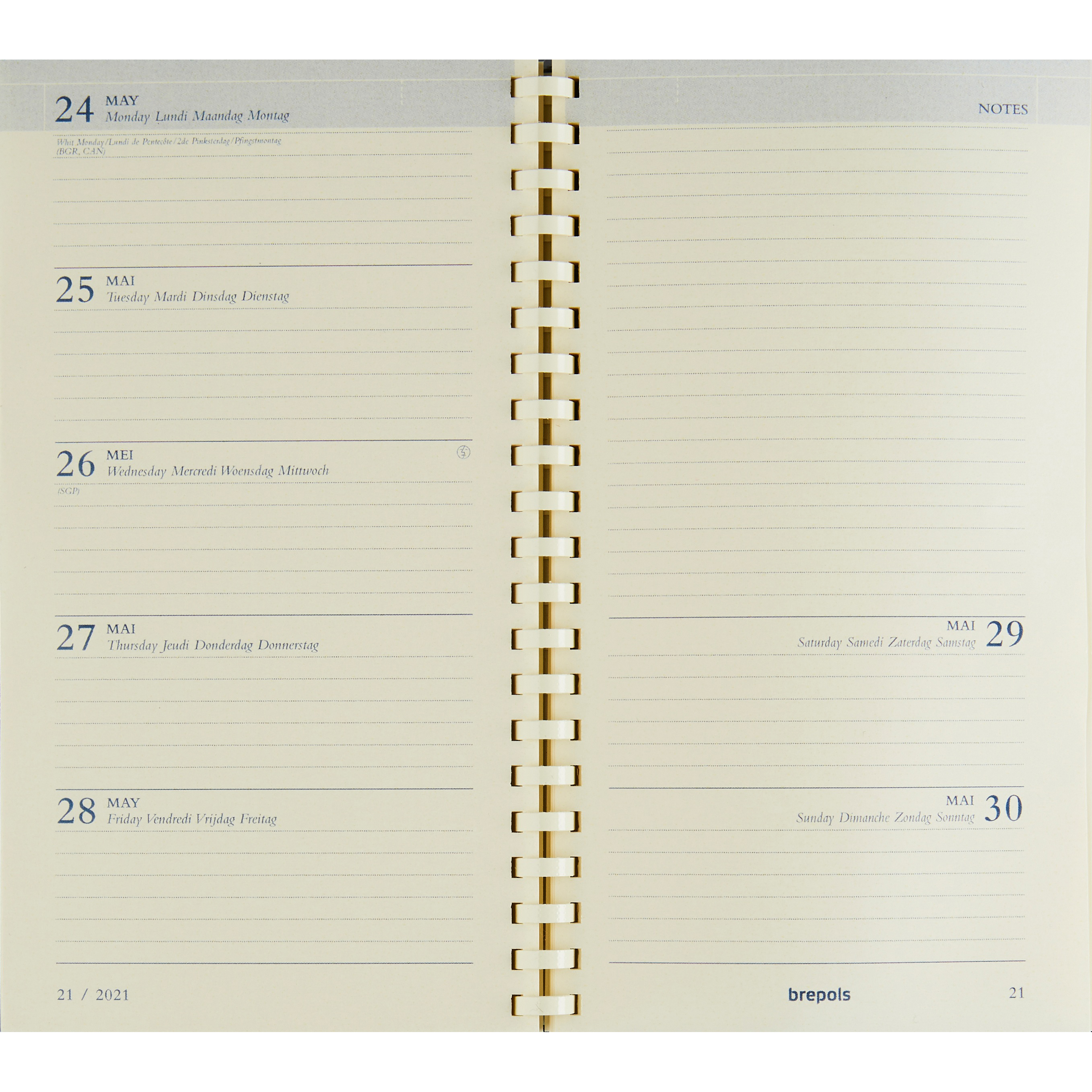 BREPOLS Agenda Notaplan 2026 0.716.9900 1W/1S Ersatz chamois 8.9x16cm