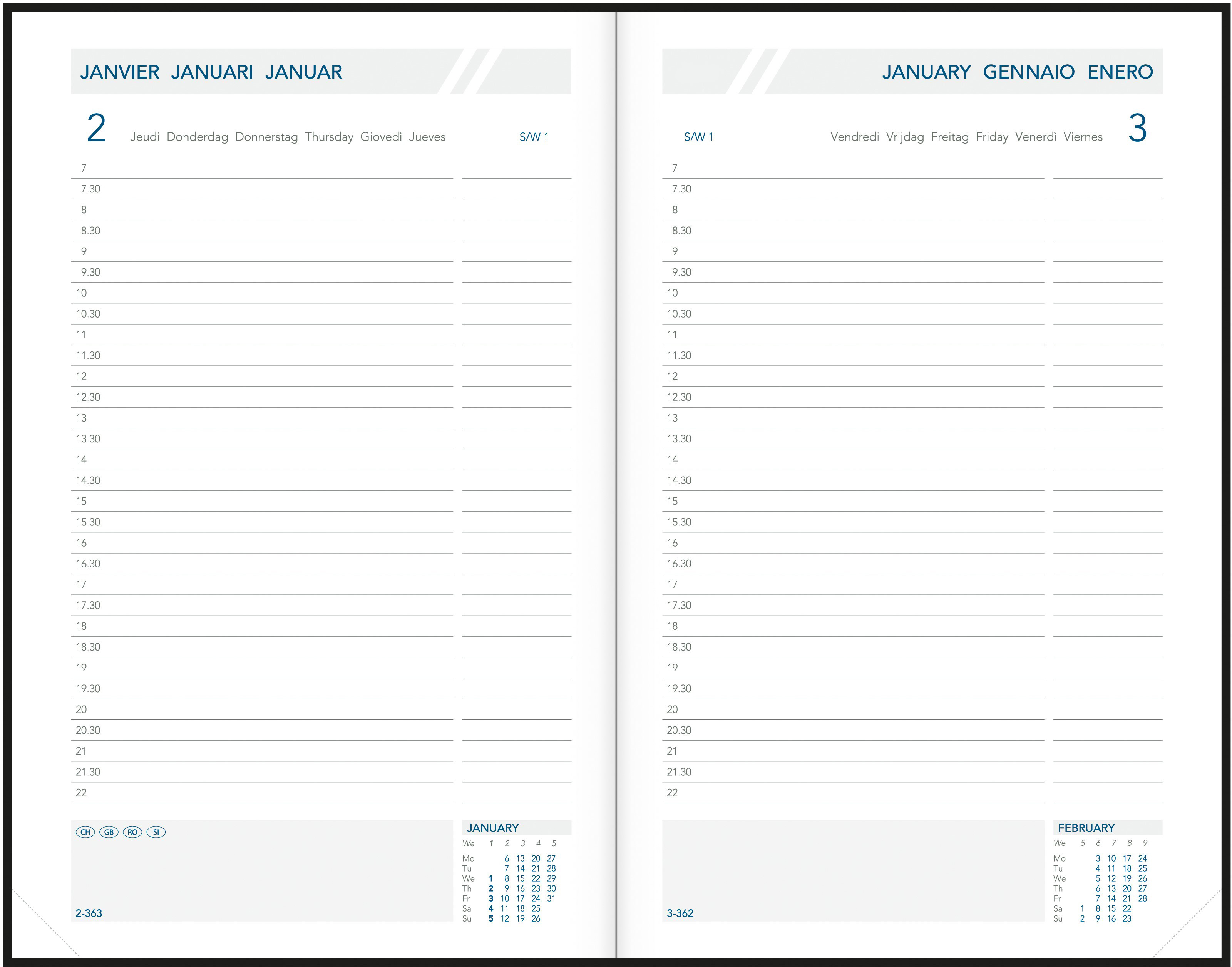 AURORA Agenda Balacron Folio 2026 FA211Z 1T/1S schwarz ML 14x21cm