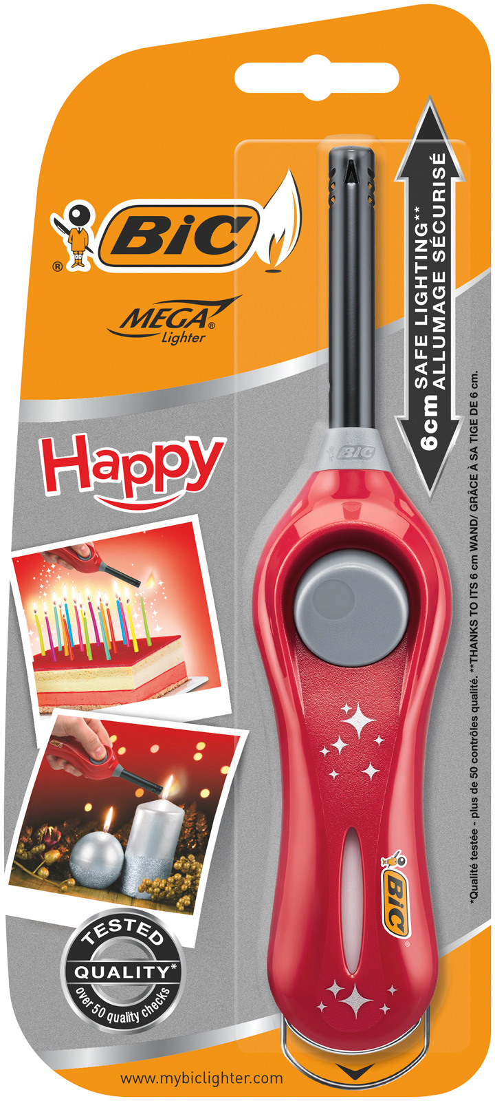 BIC Megalighter HAPPY U140 6cm 935474 rot