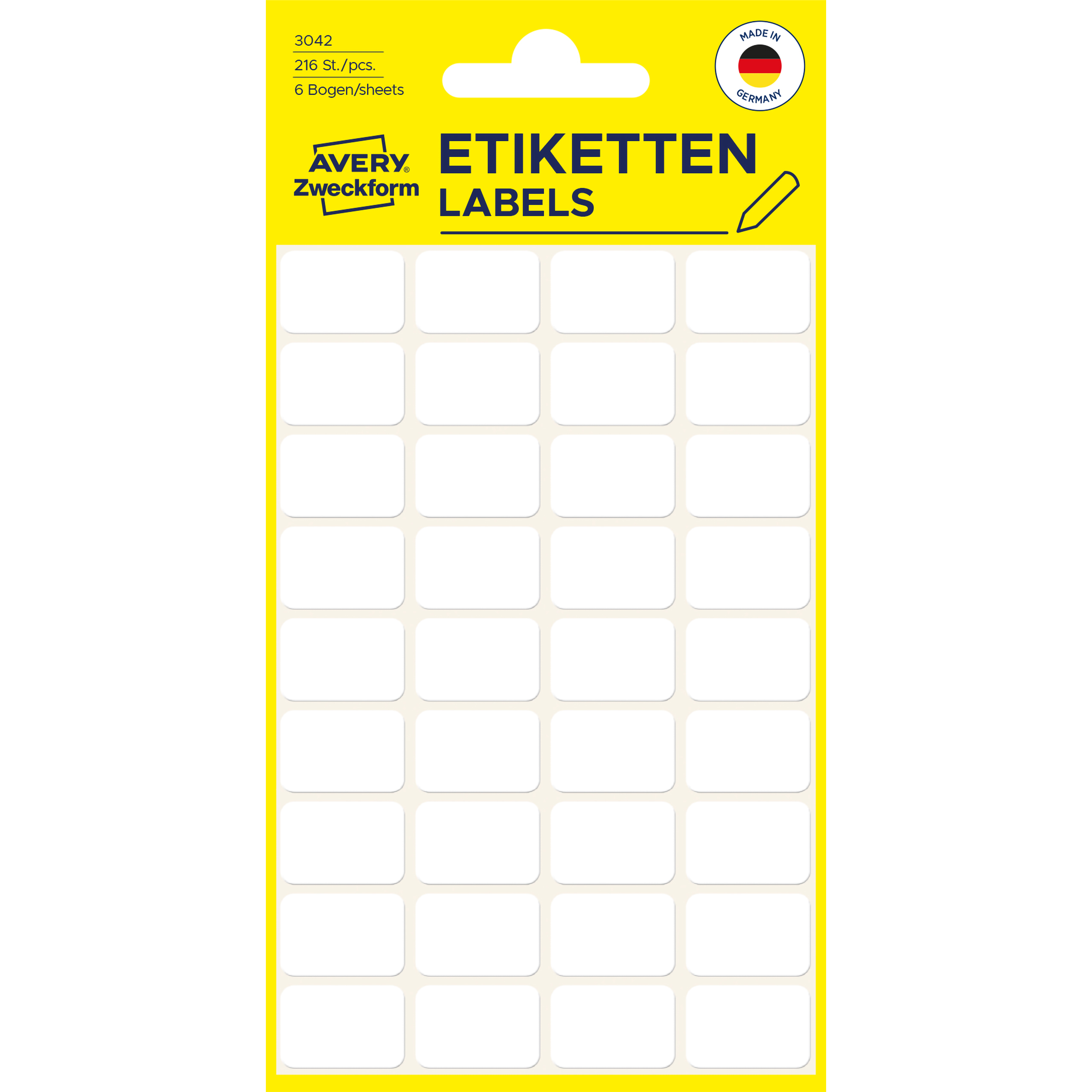 AVERY ZWECKFORM Haushaltetiketten 18×12mm 3042 weiss 216 Stück