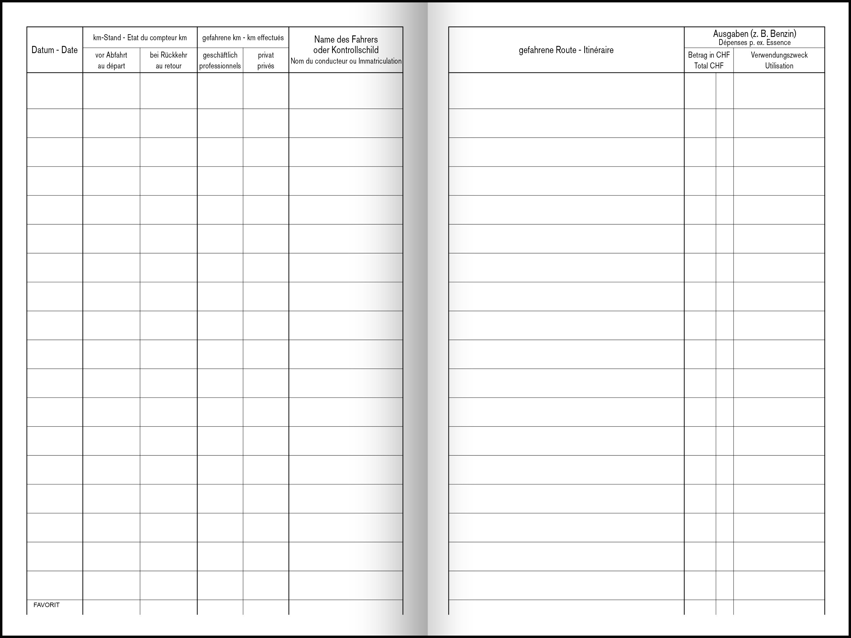 FAVORIT Autobetriebskontrolle D/F 5208 12,0×18,0cm 48 Blatt