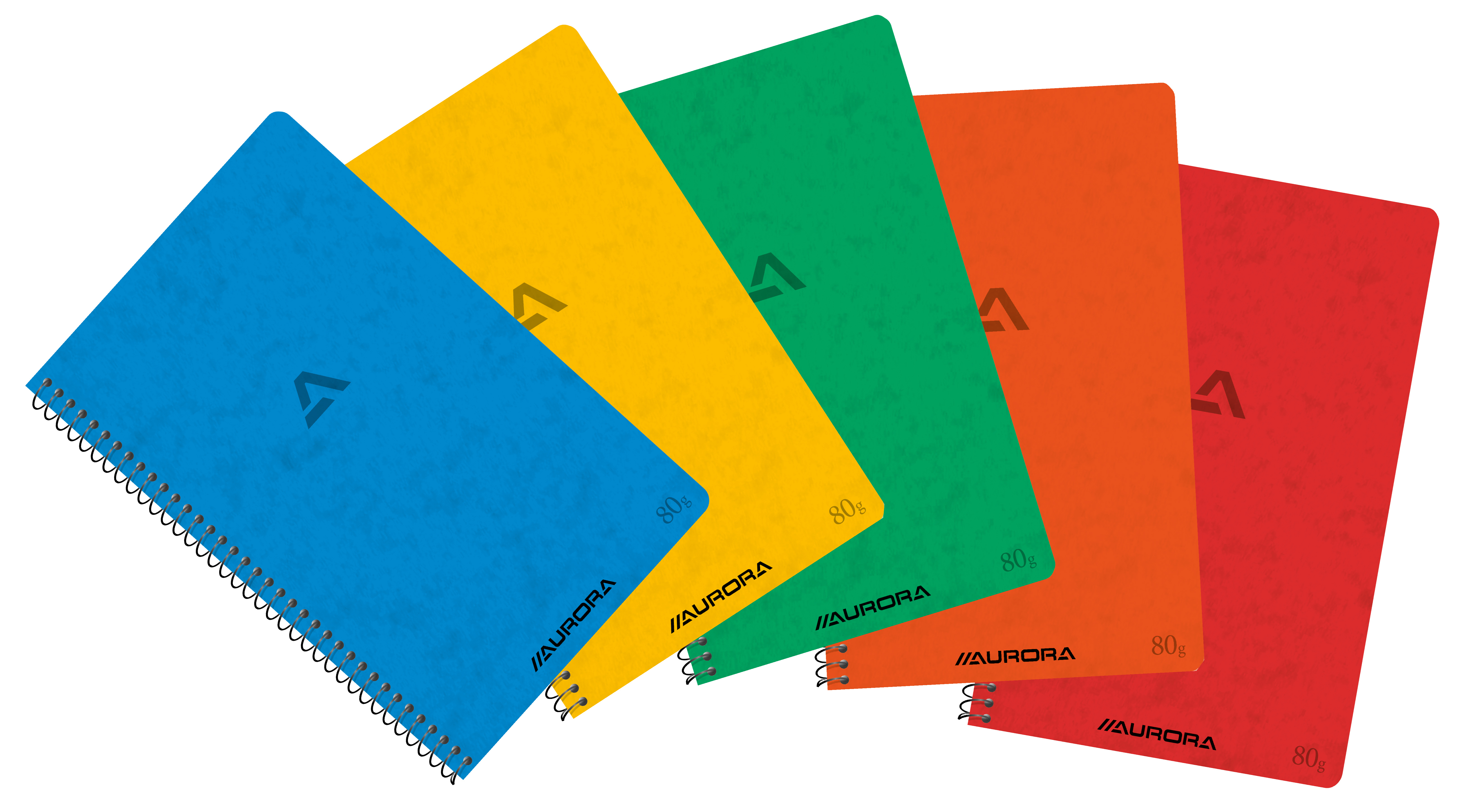 AURORA Spiralheft 12,5x19,5cm 1960KQ5 assortiert, kariert 5mm 120 S.