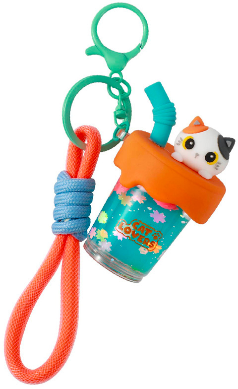 I-TOTAL Schlüsselanhänger Bubble Tea XL3077 Orange Cat