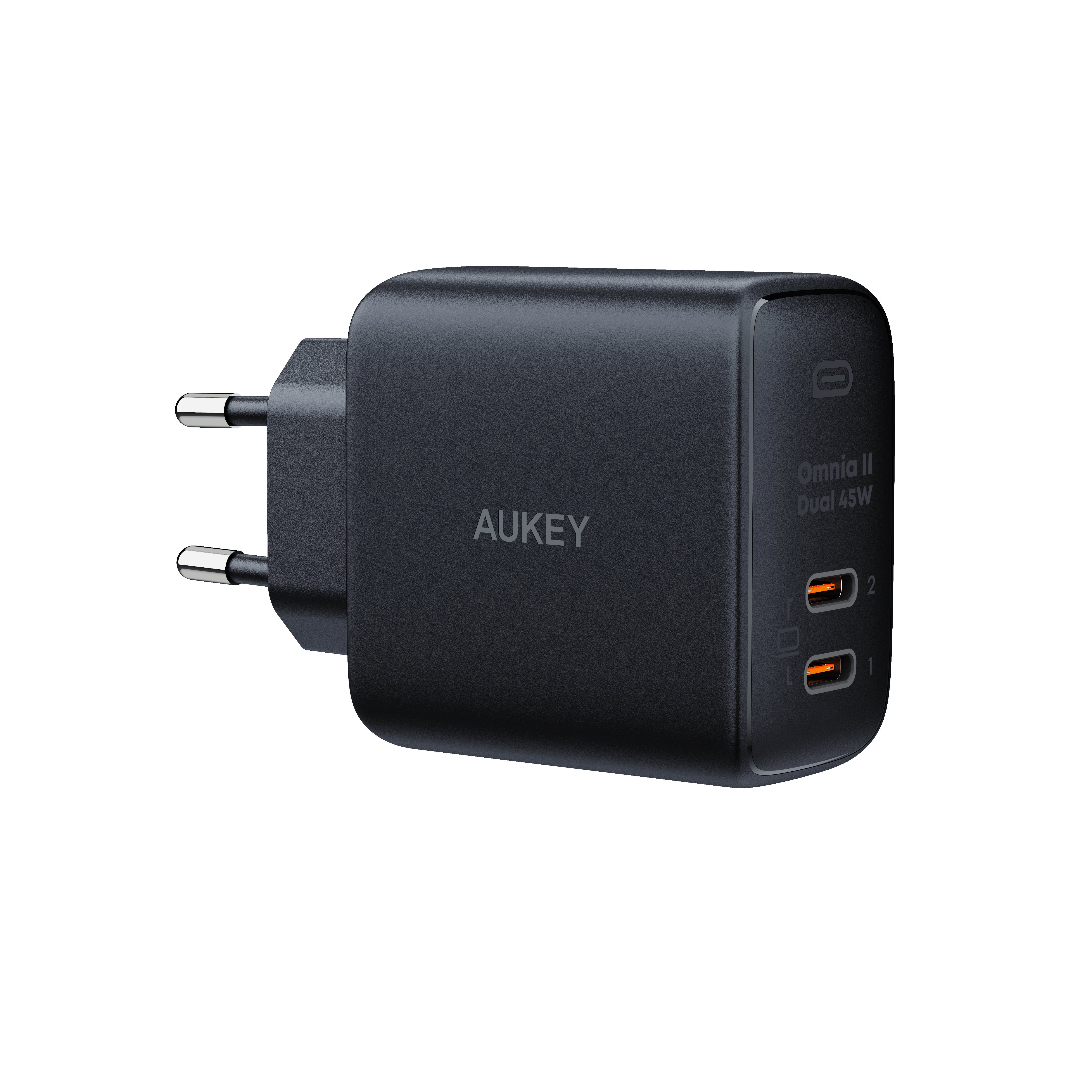 AUKEY Omnia II Dual 45W GaN PD PA-B4T BK 2-Port USB-C Wall Charger B.