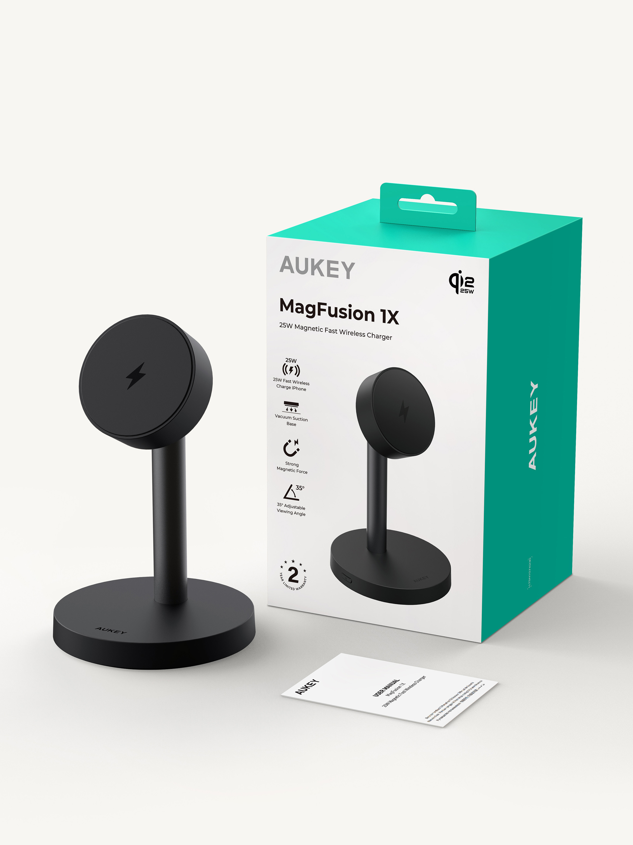 AUKEY Magnetic Wireless Charger LC-MC111 Stand 25W Qi2.2 black