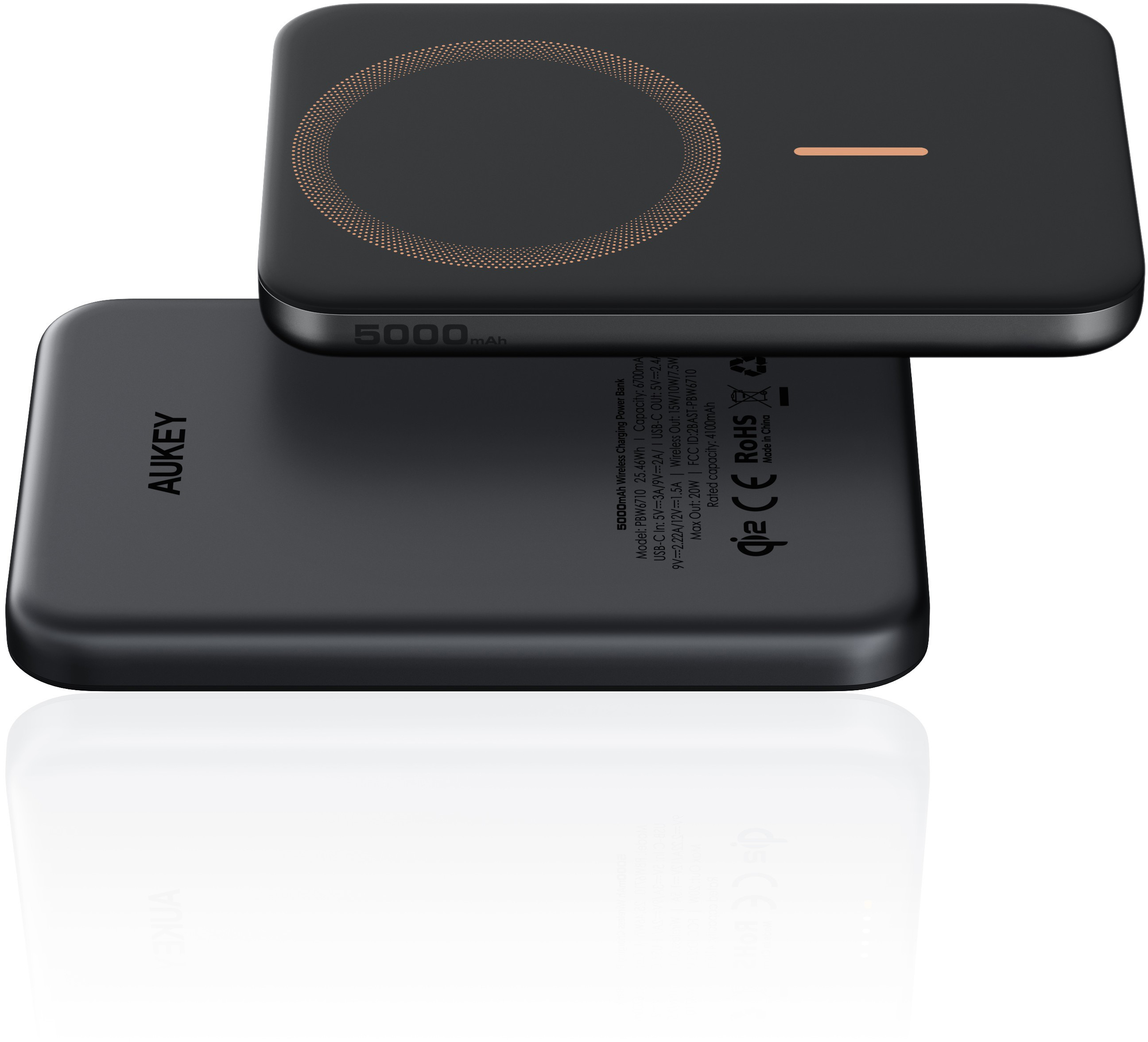 AUKEY MagFusion Slim 5000mAh PB-MS07 BG Powerbank Qi2 Wireless,Black