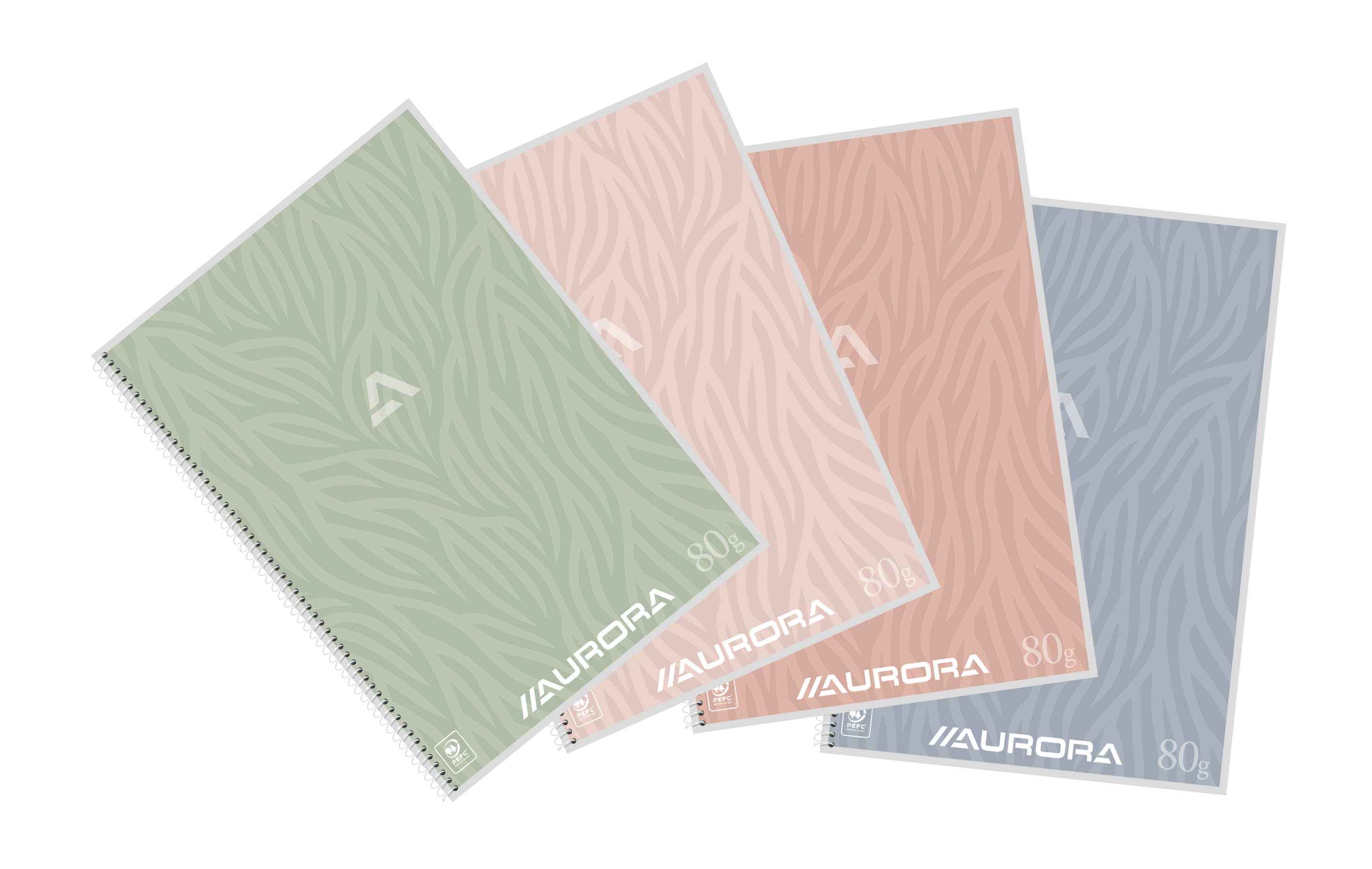 AURORA Spiralheft A4 2960DT assortiert, liniert 120 Seiten