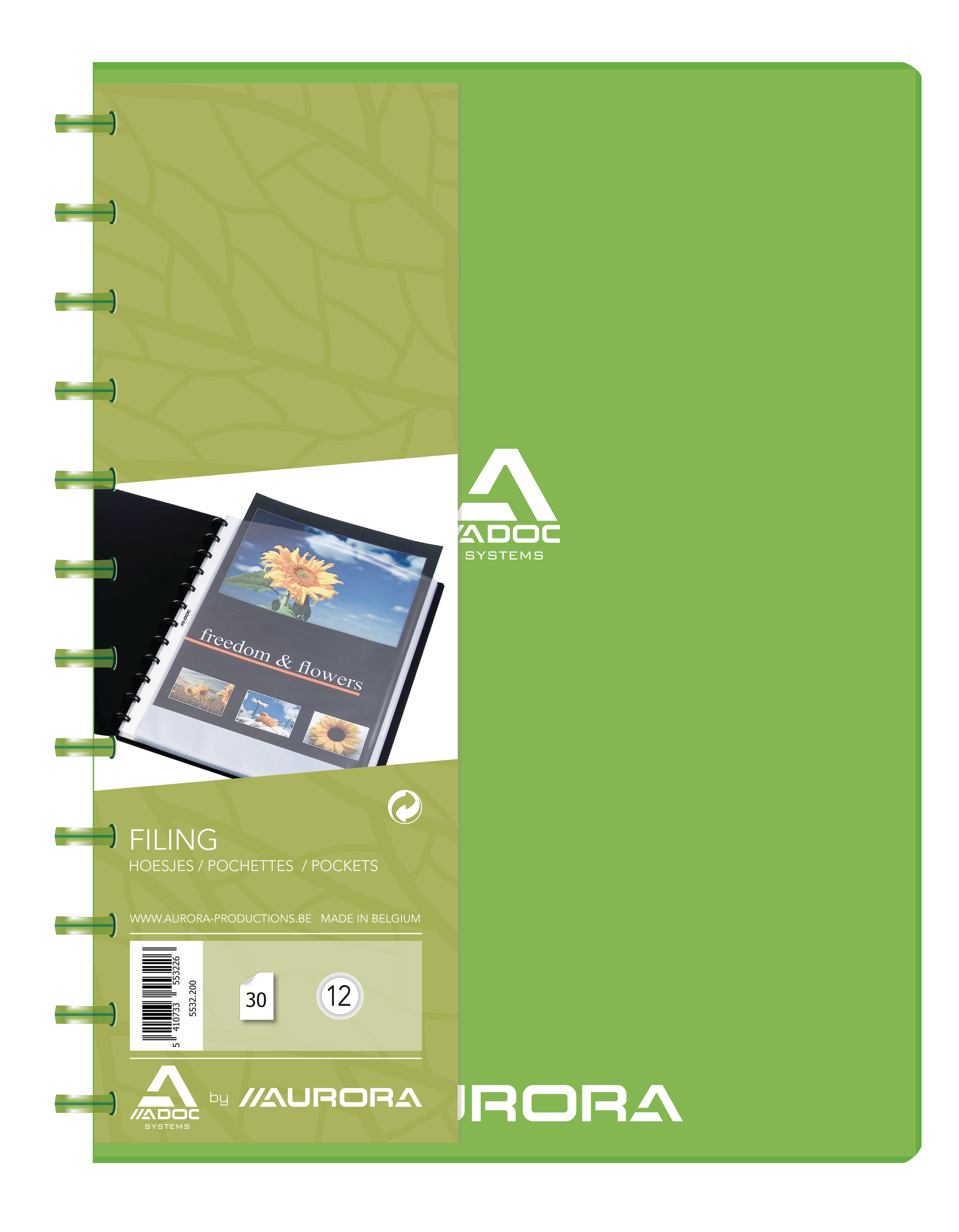 ADOC Sichtbuch PP transparent A4 5532.200 grün 30 Taschen