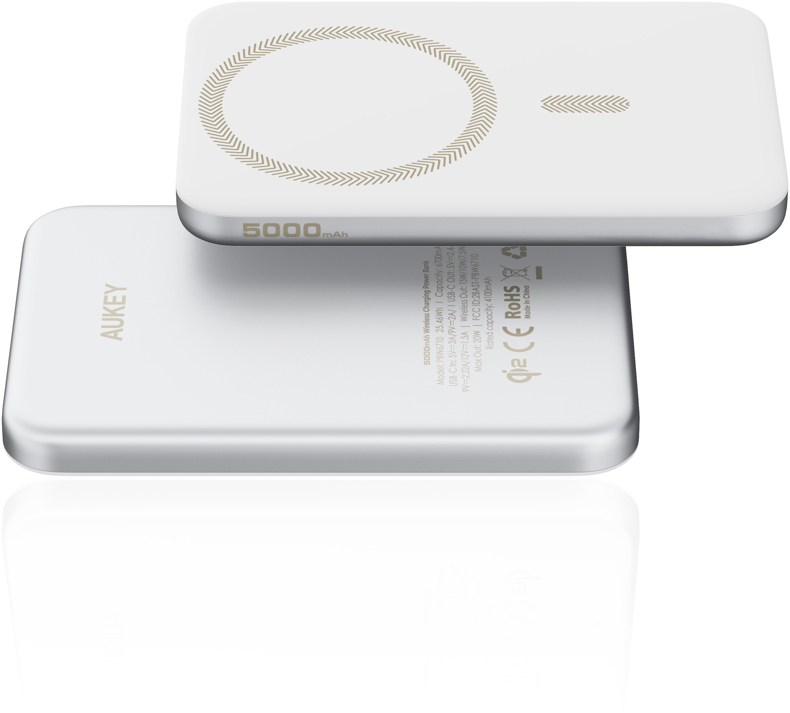 AUKEY MagFusion Slim 5000mAh PB-MS07 SW Powerbank Qi2 Wireless,White