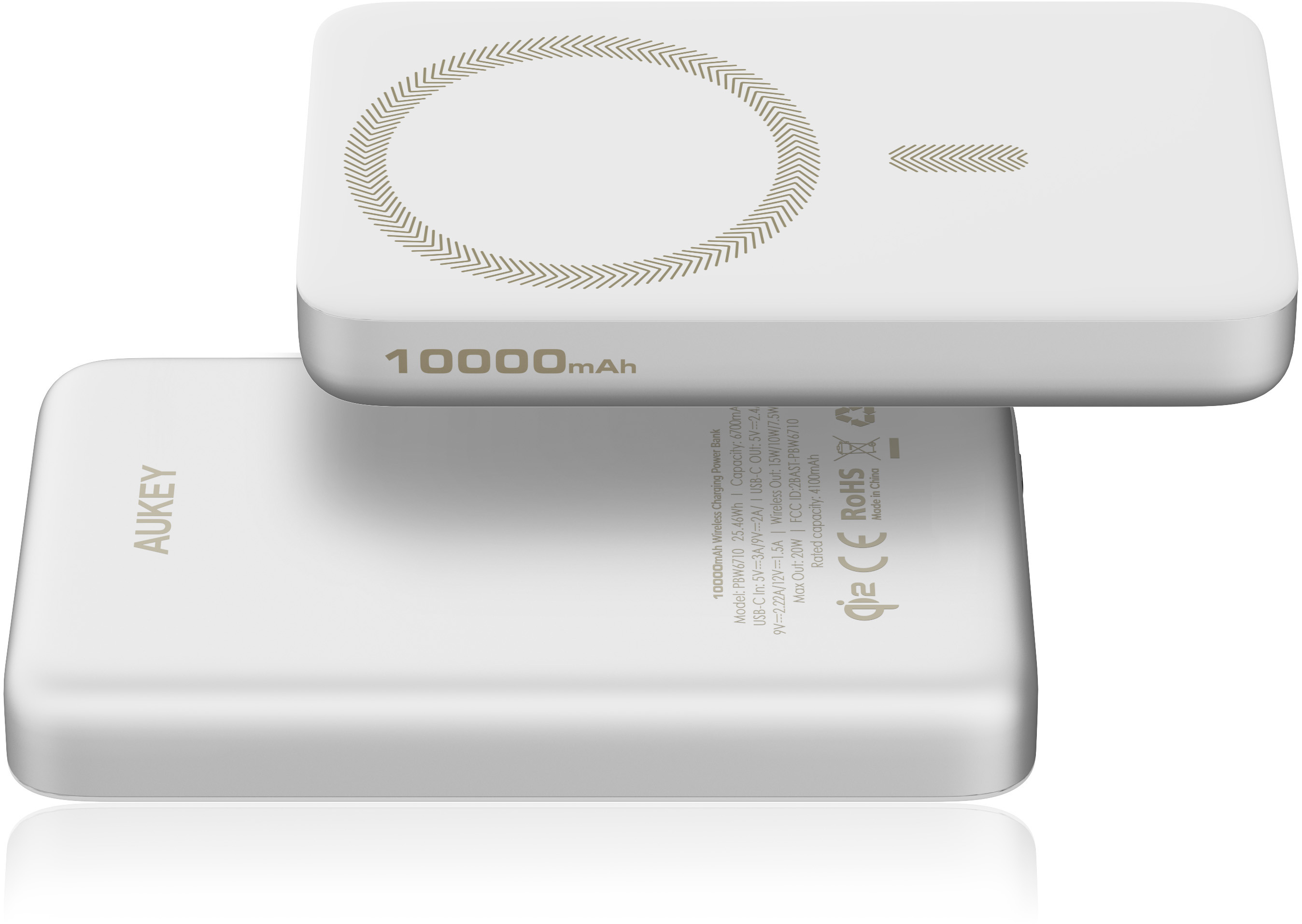 AUKEY MagFusion Slim 10000mAh PB-MS08 SW Powerbank Qi2 Wireless,White