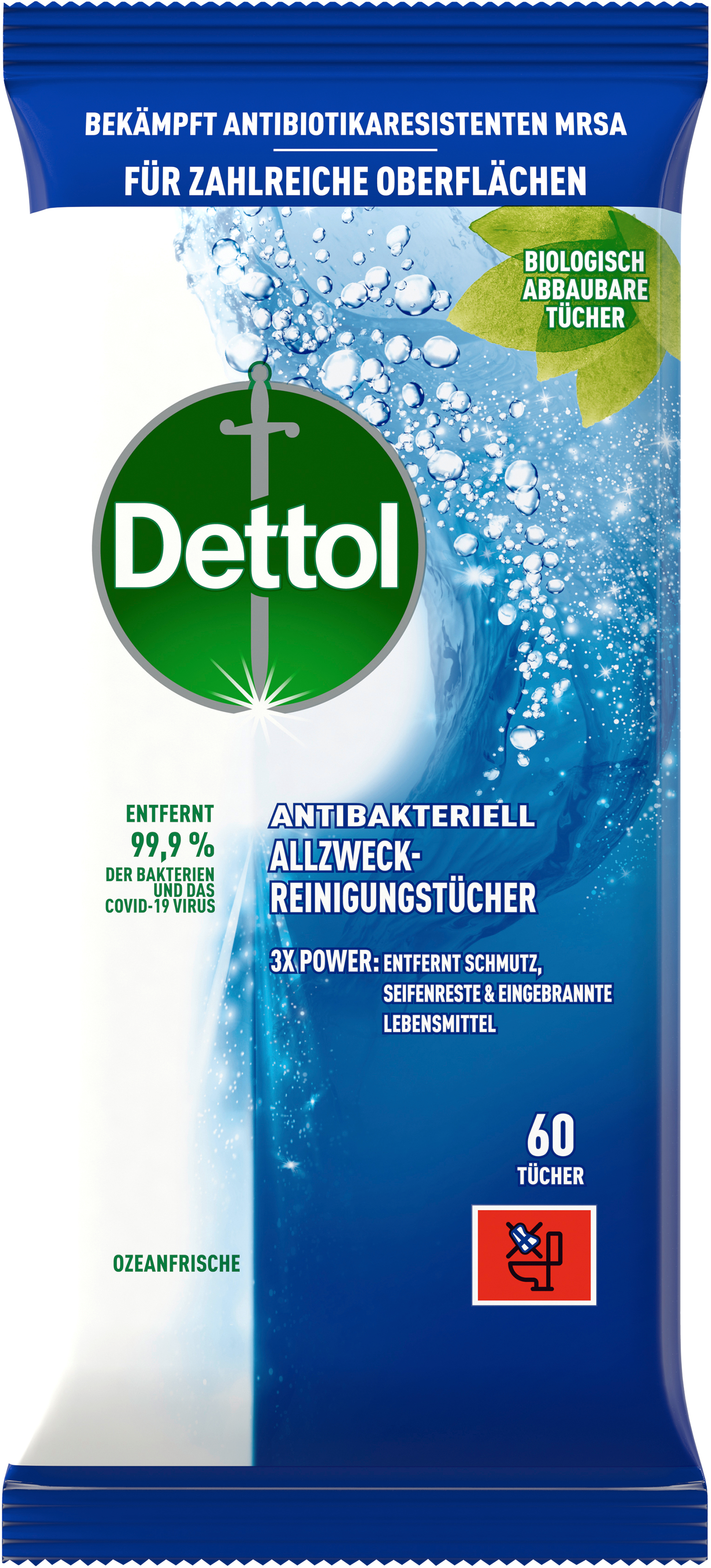 DETTOL Allzweck-Reinigungstücher 3251349 Ozeanfrische 66 Stück