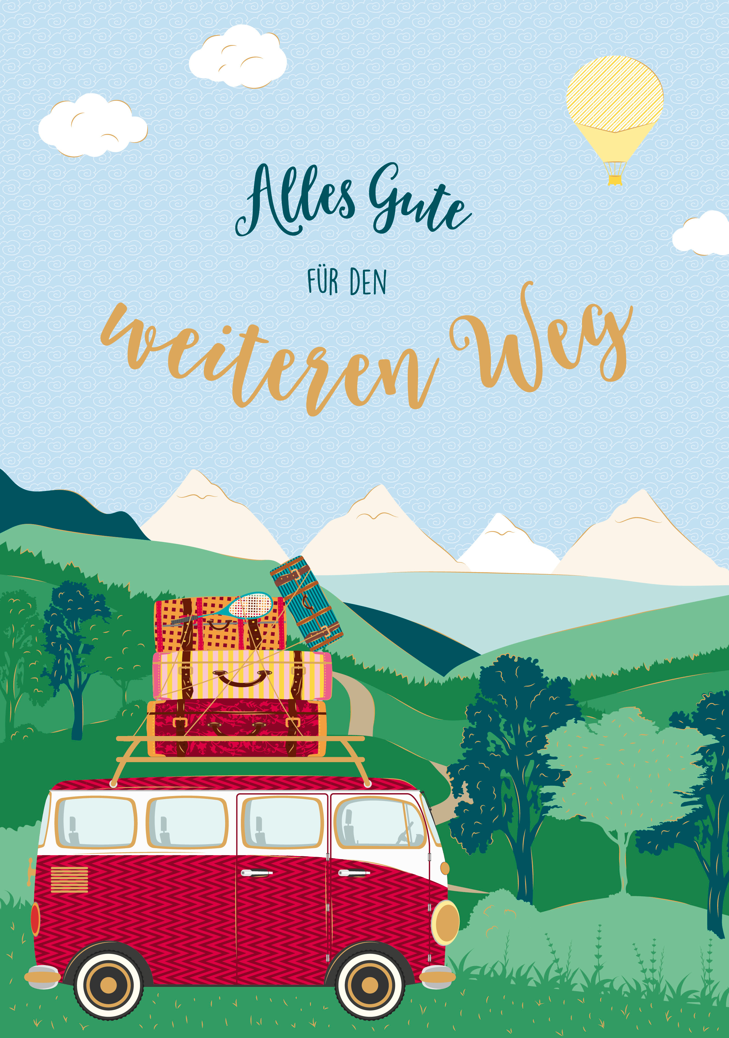 ABC Abschiedskarte DE A4 54010 Bus mit Koffer