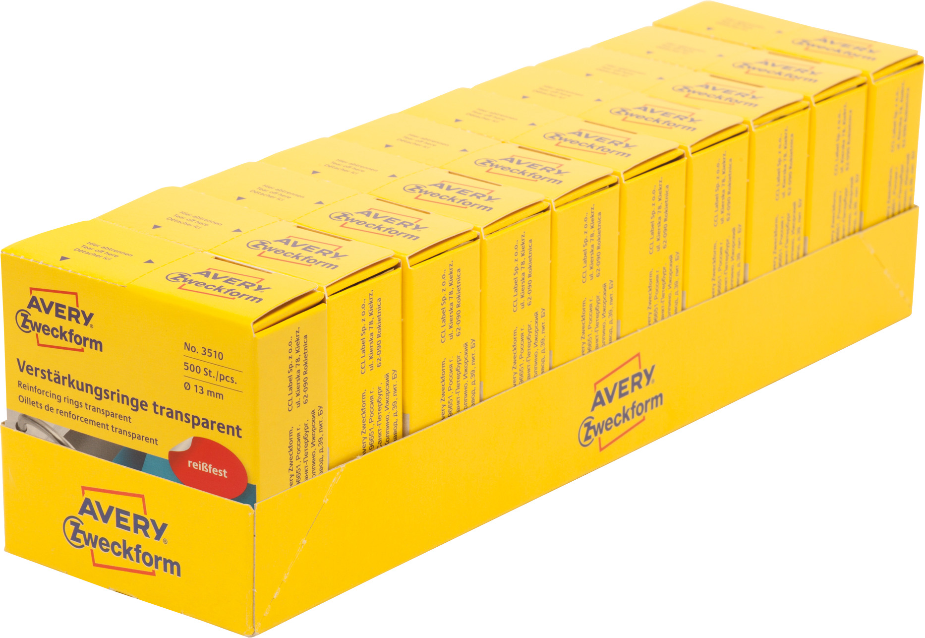 AVERY ZWECKFORM Verstärkungsringe 13mm transp. 3510 500 Stück