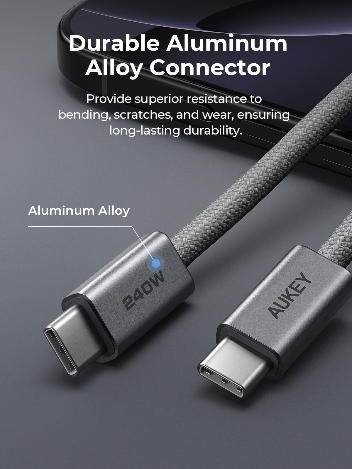 AUKEY Cable USB-C-to-C CB-DCC241 240W 1.0M Braided
