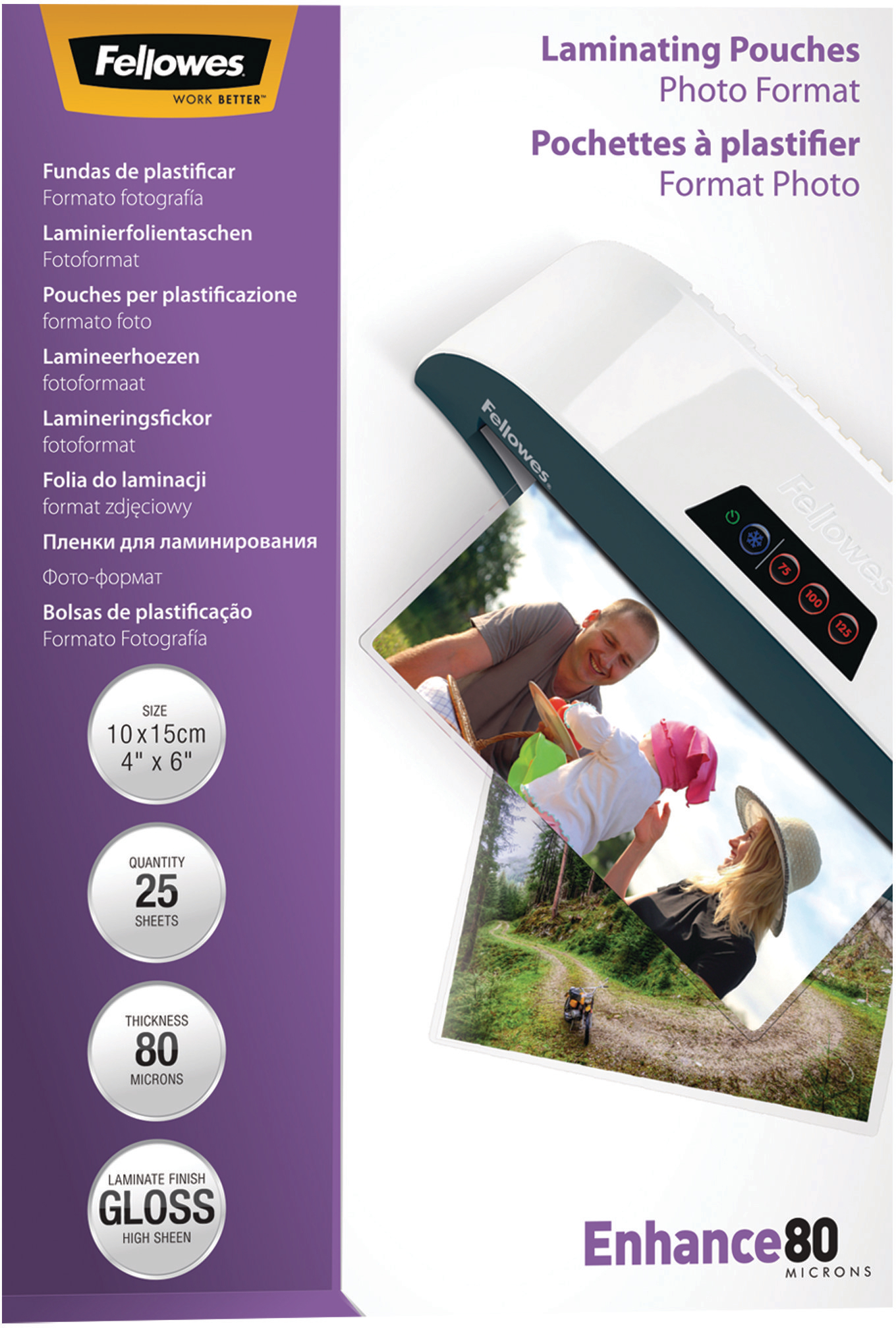 FELLOWES Laminiertasche 10x15cm 5440602 glanz, 80my 25 Stk