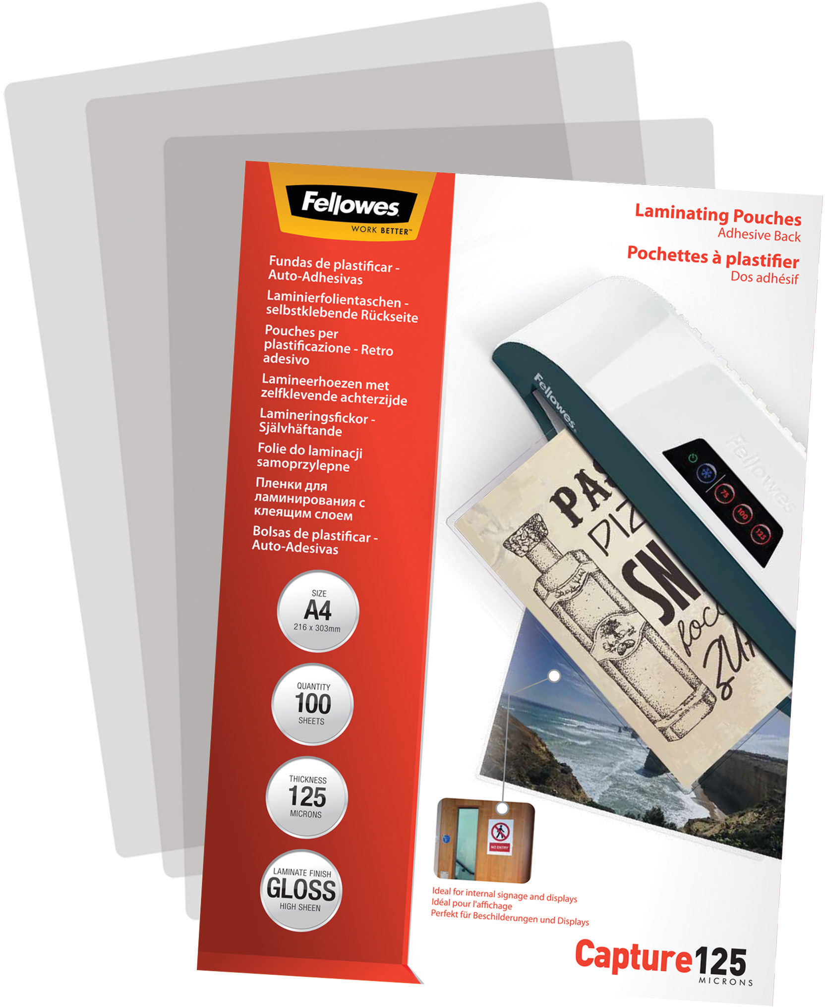 FELLOWES Laminierfolien Capture125g A4 5328901 kleb. 100 Stück