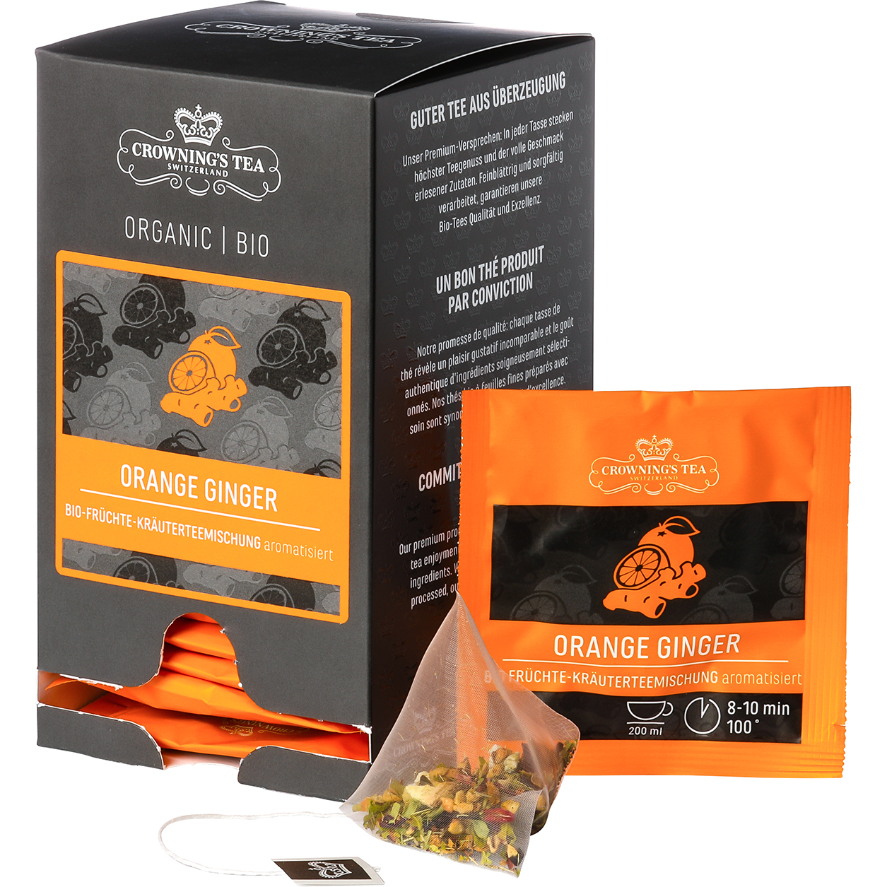 CROWNING'S Bio Orange Ginger 105550 Pyramide 2.5g, 15 Stk.