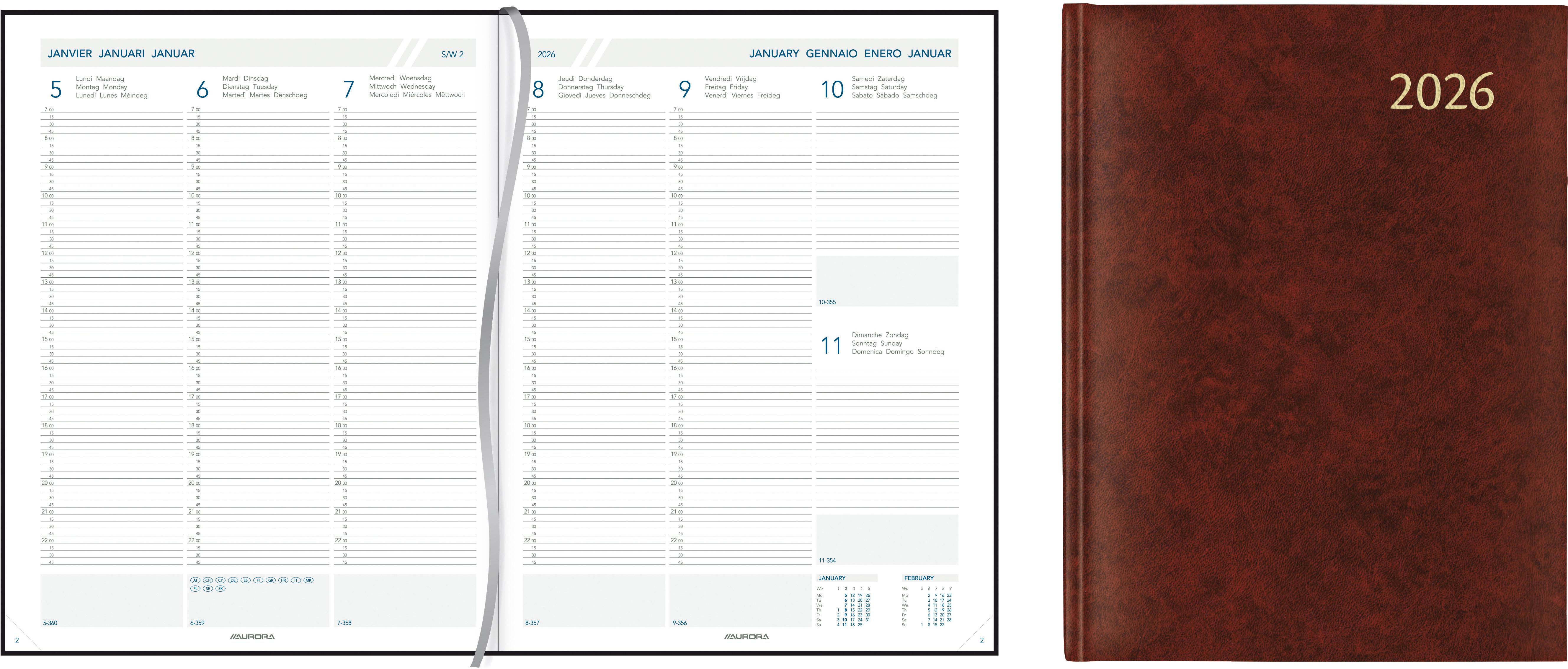 AURORA Agenda Florence PAW 2026 2715R 1W/2S rot ML 21x27cm