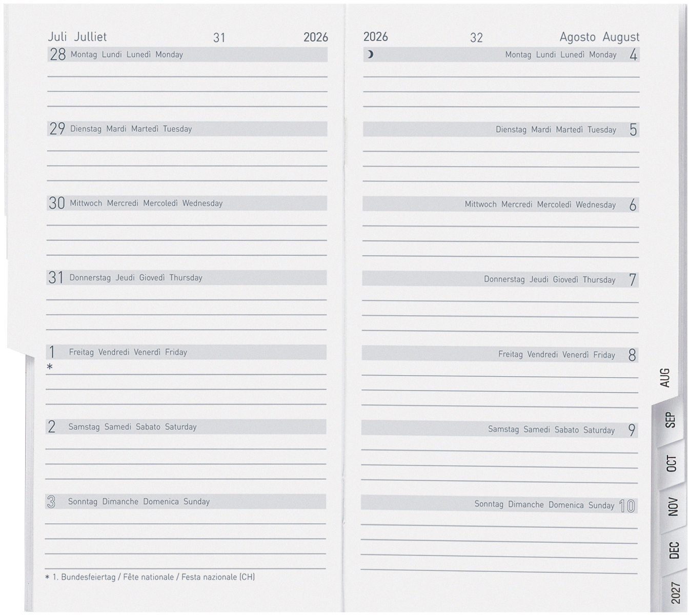 BIELLA Planer Bern 2026 851578000026U 1W/1S Ersatz ML 8.7x15.3cm