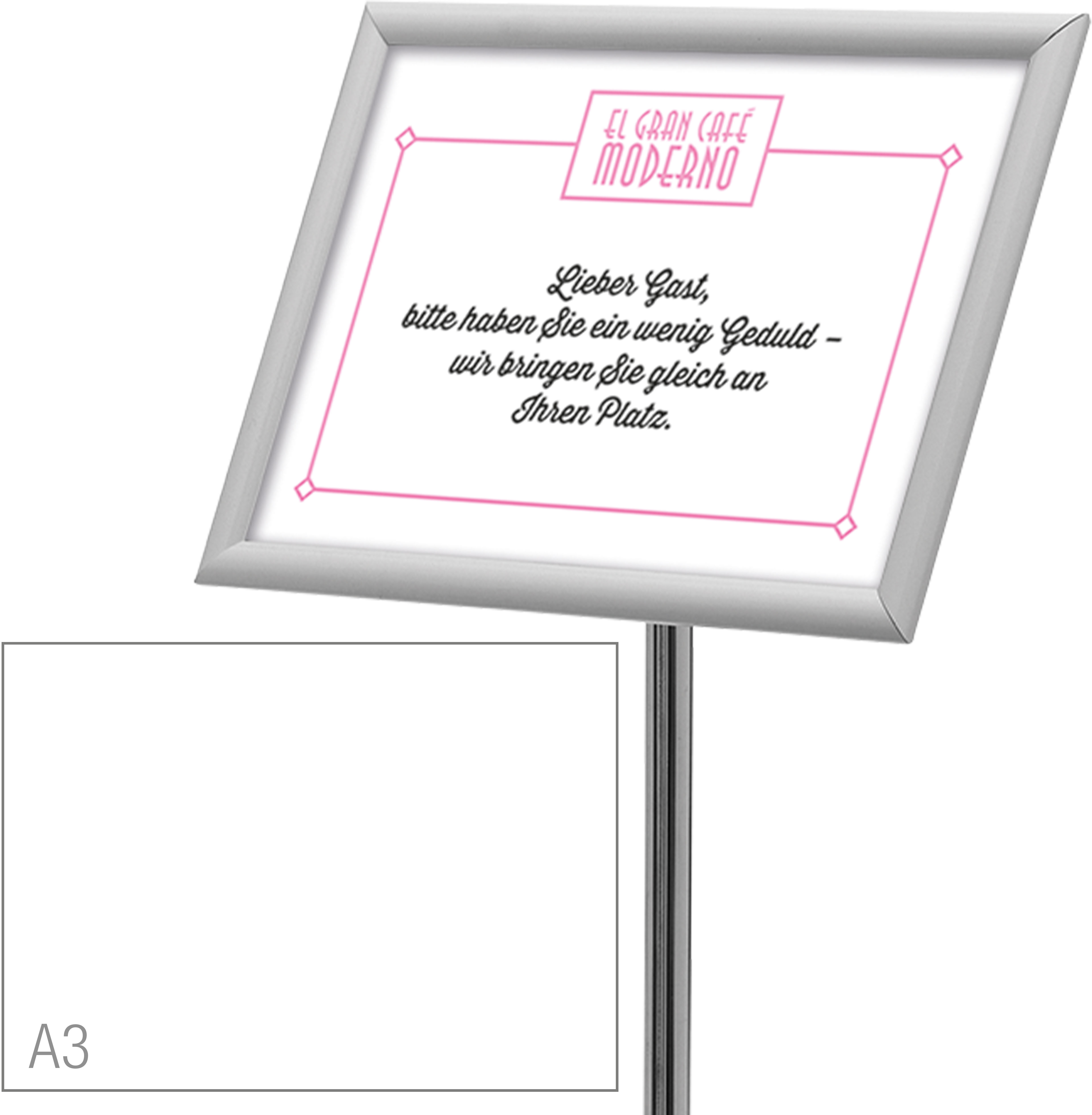 DEFLECTO Bodenständer m. Klapprahmen A3 SFA3SFS grau 33x90-128.5cm