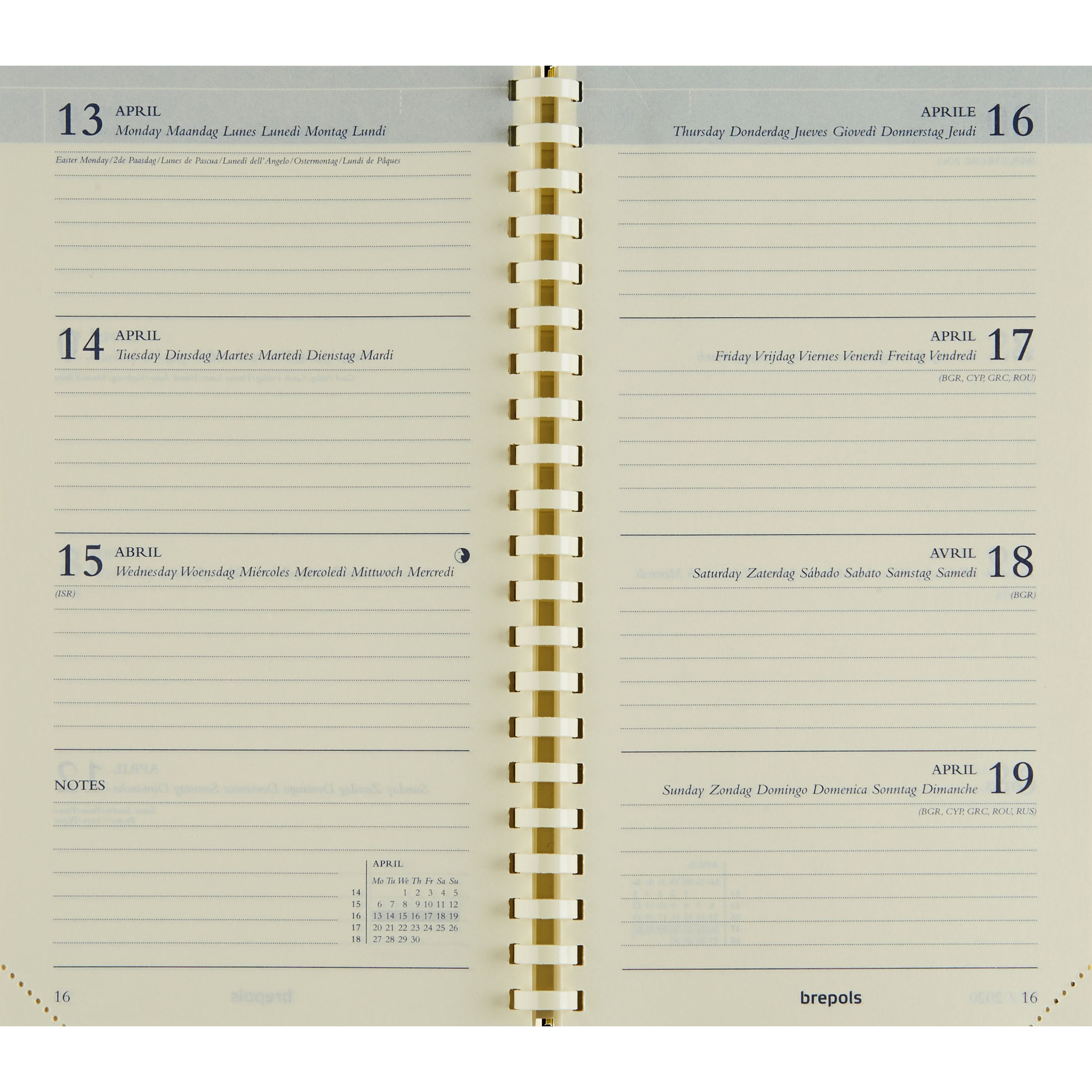 BREPOLS Agenda Interplan 2026 0.736.9900 1W/1S Ersatz chamois 8.9x16cm