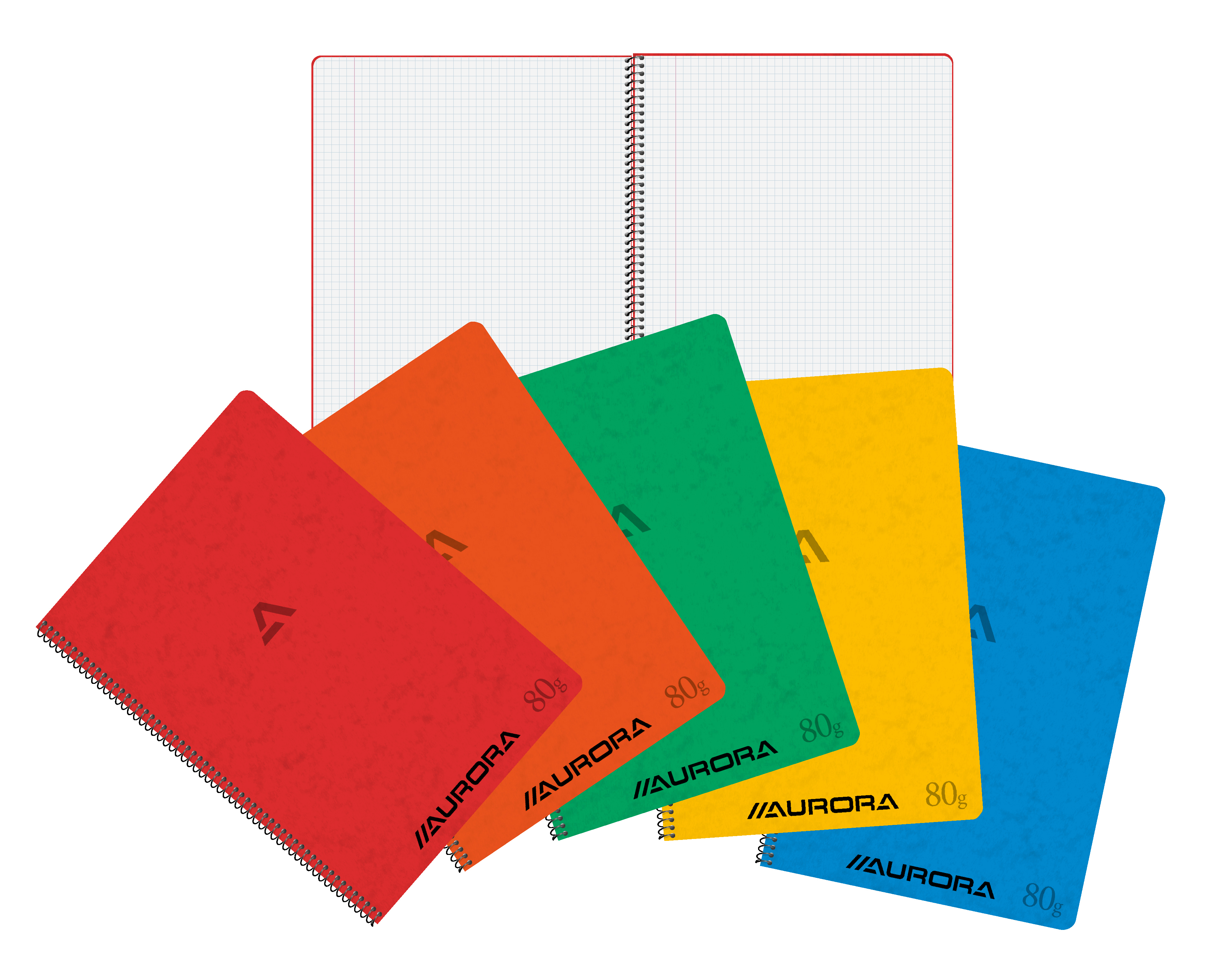 AURORA Spiralheft A4 2960KQ5 assortiert, kariert 5mm 120 S.