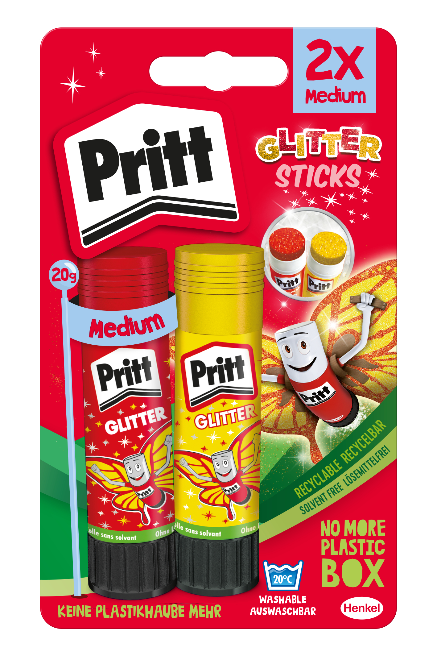 PRITT Klebestift Glitter 2x20g 45-900-248 rot, gelb