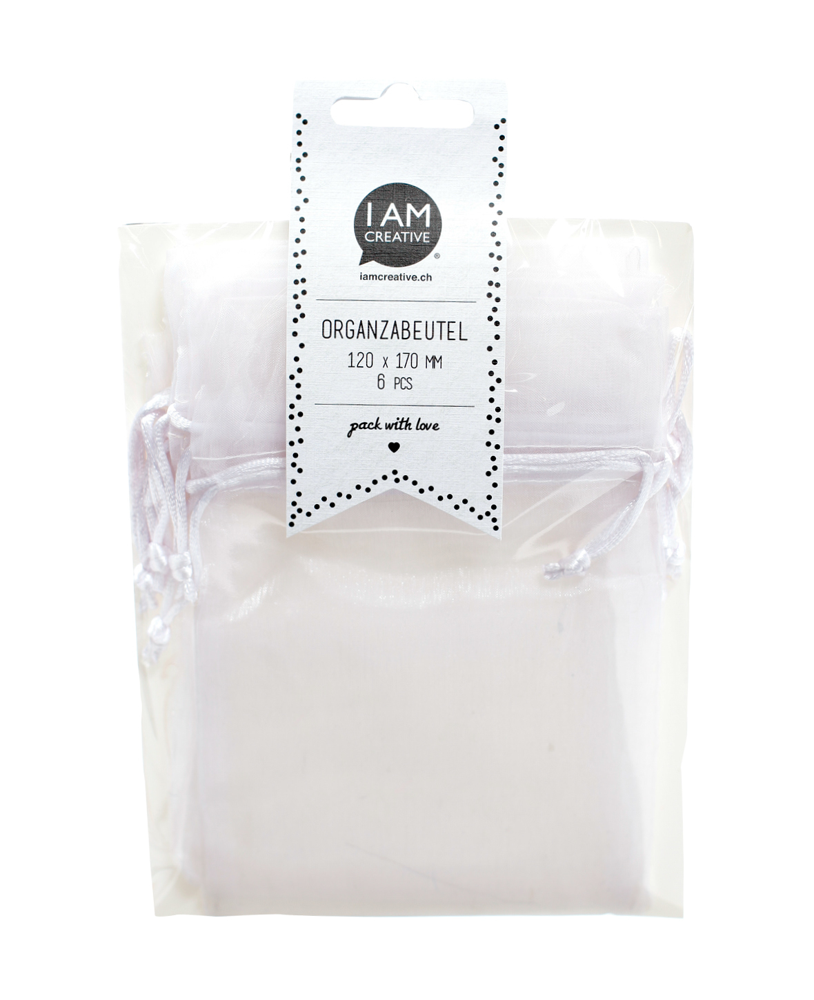 I AM CREATIVE Organzabeutel 12x17cm 2100.1 weiss 6 Stück