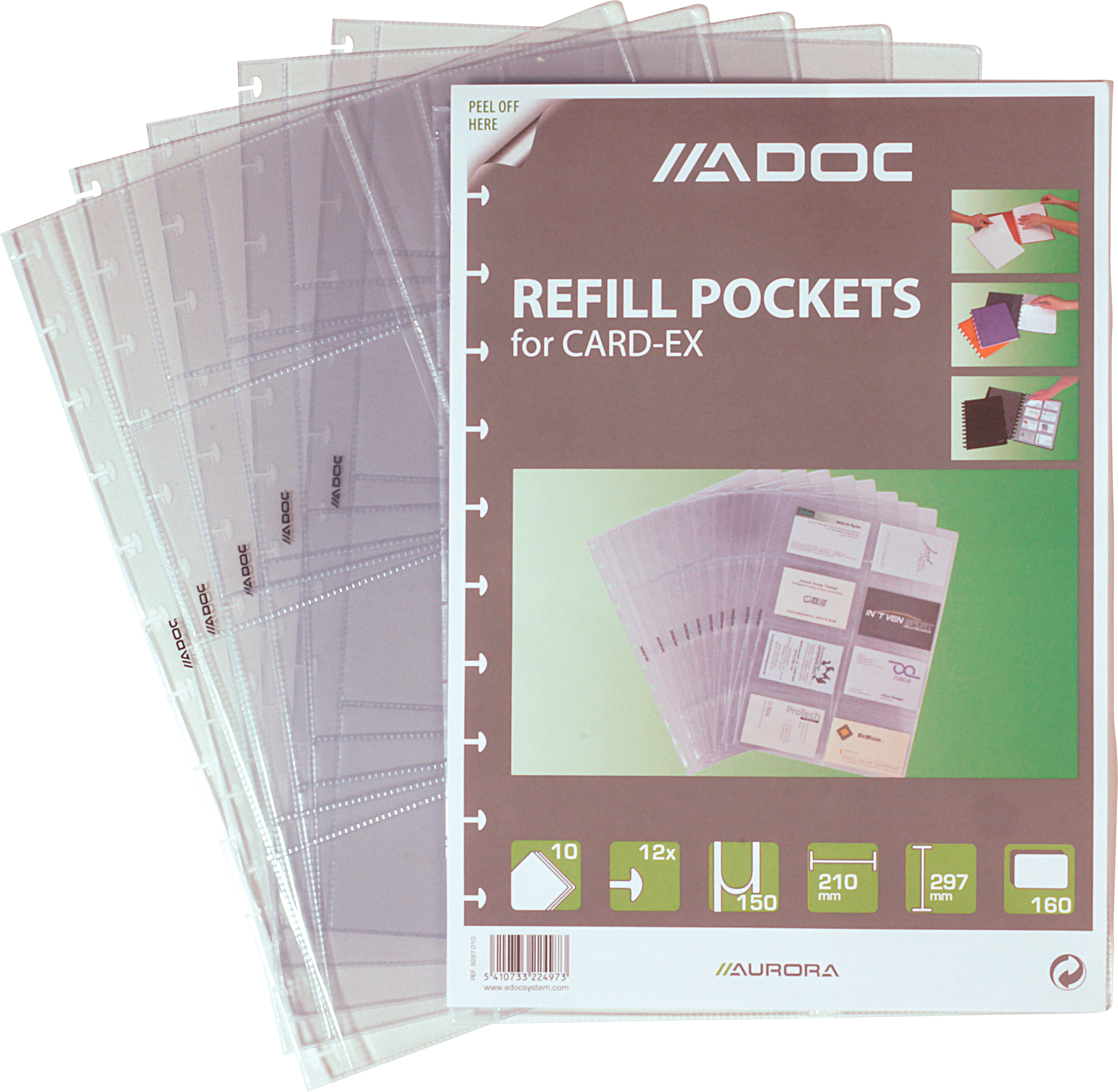 ADOC Ersatztaschen Card-Ex A4 9287.010 transparent 12 Stück