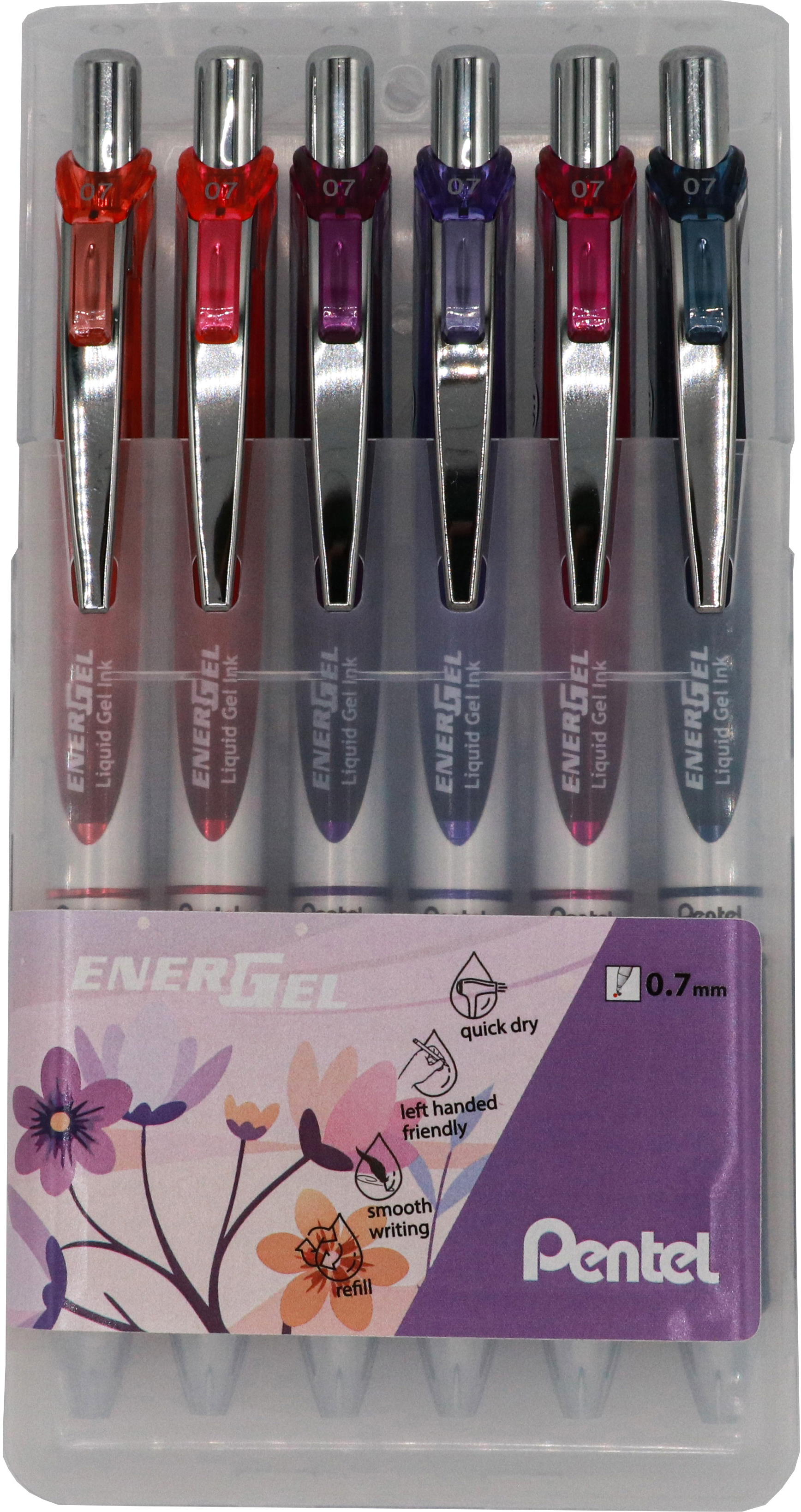 PENTEL Rollerball EnerGel 0.7mm BL77-6FL Flora Set 6 Stück