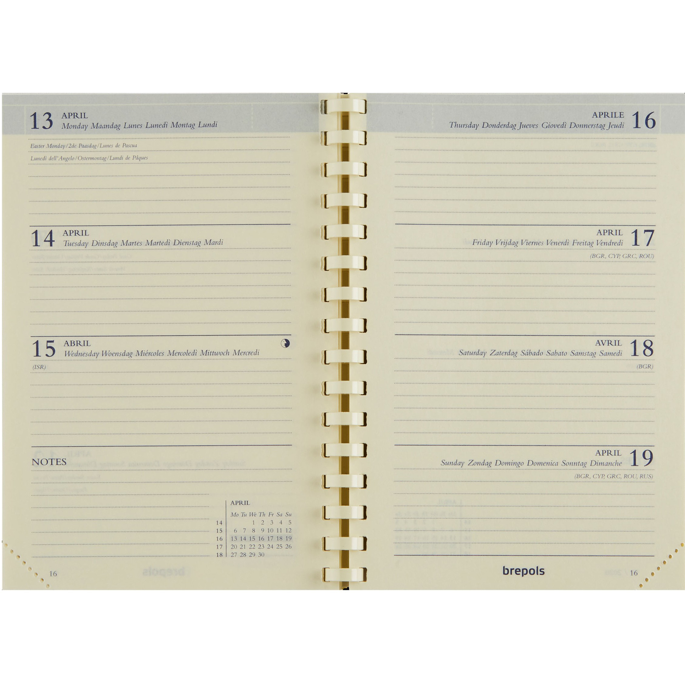 BREPOLS Agenda Delta 2026 0.834.9900 1W/2S Ers. chamois 8.1x12cm