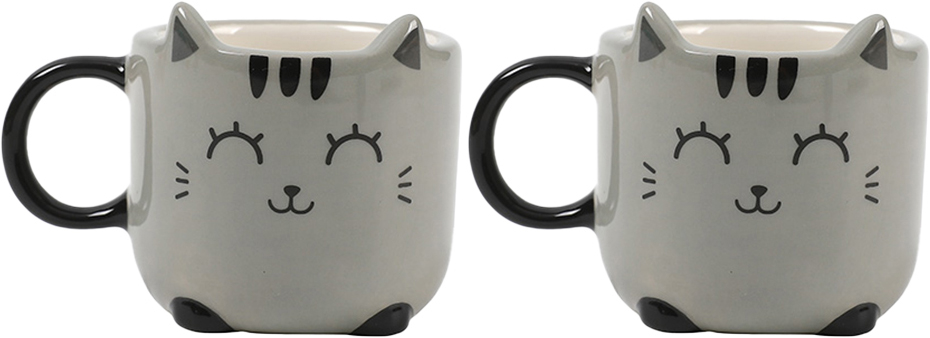 I-TOTAL Espressotassen 2er Set XL2520C Grey Cat