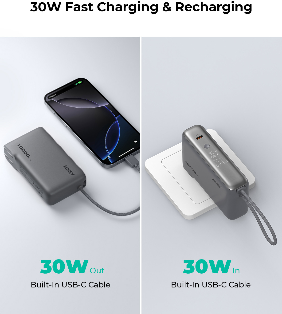 AUKEY MixFlex 10000mAh PB 30W PAB-10 PD, AC Plug