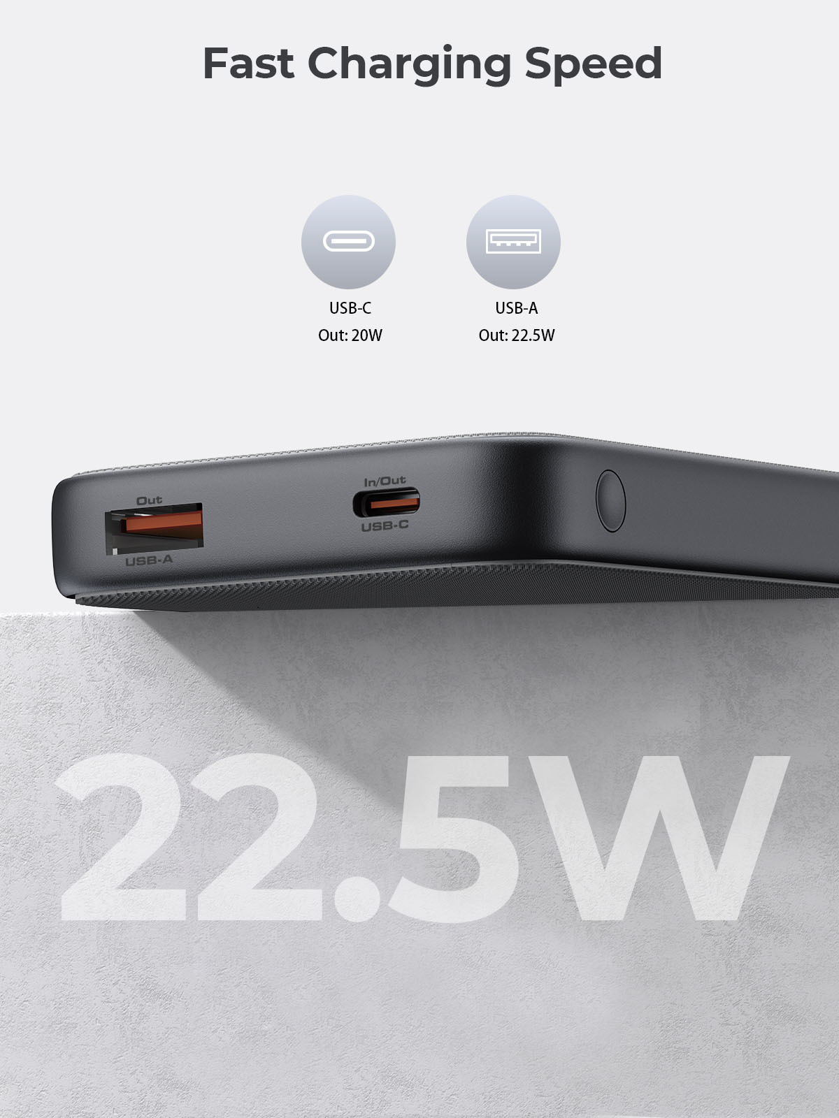 AUKEY Spark GO 10000mAh Plus Powerba PB-Y46P 20W Fast Charging, Grey