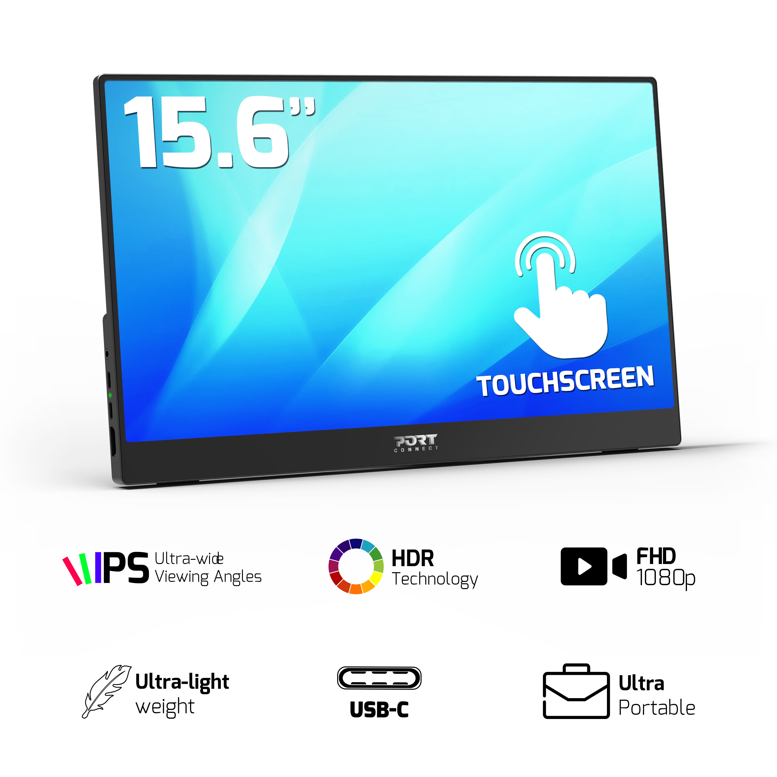 PORT NOMAD Port.Monitor 15,6 Zoll 902101T FullHD,Touchscreen,60Hz