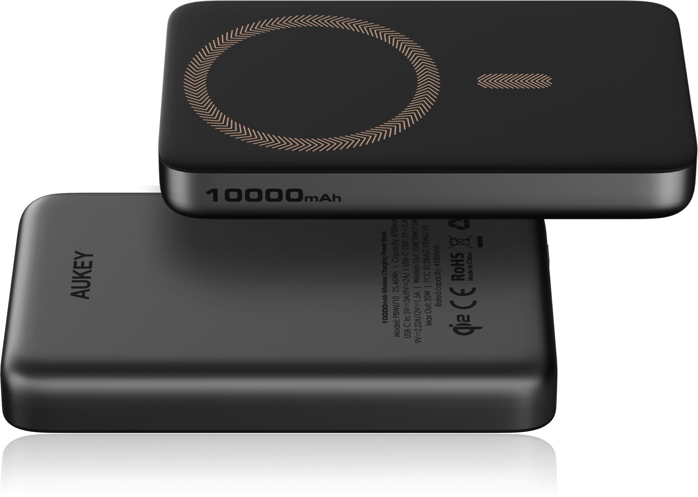 AUKEY MagFusion Slim 10000mAh PB-MS08 BG Powerbank Qi2 Wireless,Black
