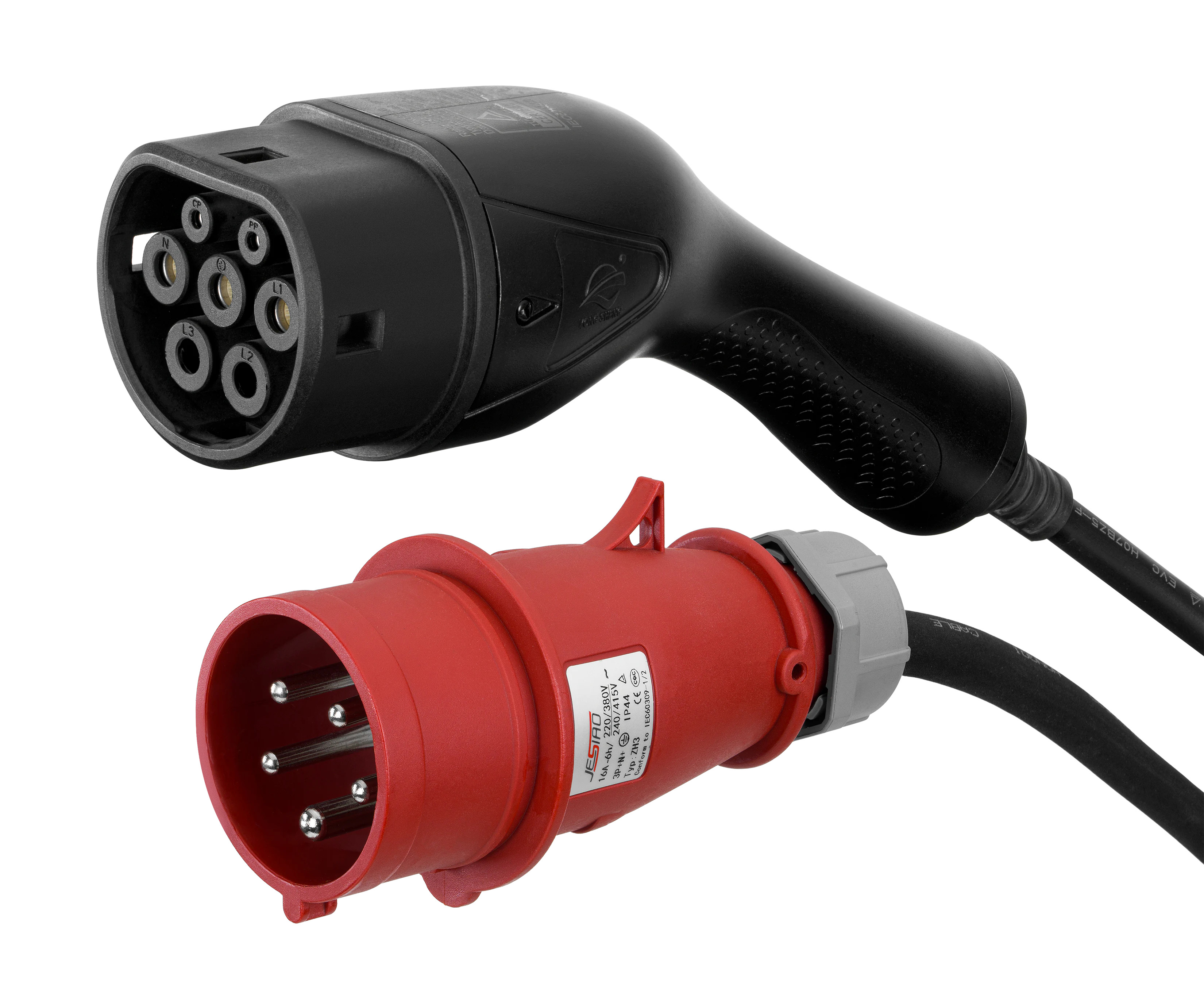 DELTACO e-Charge,cab.LED disp.type-2 EV-3226 3-phase,16A, Mode-2,6m,Bl.