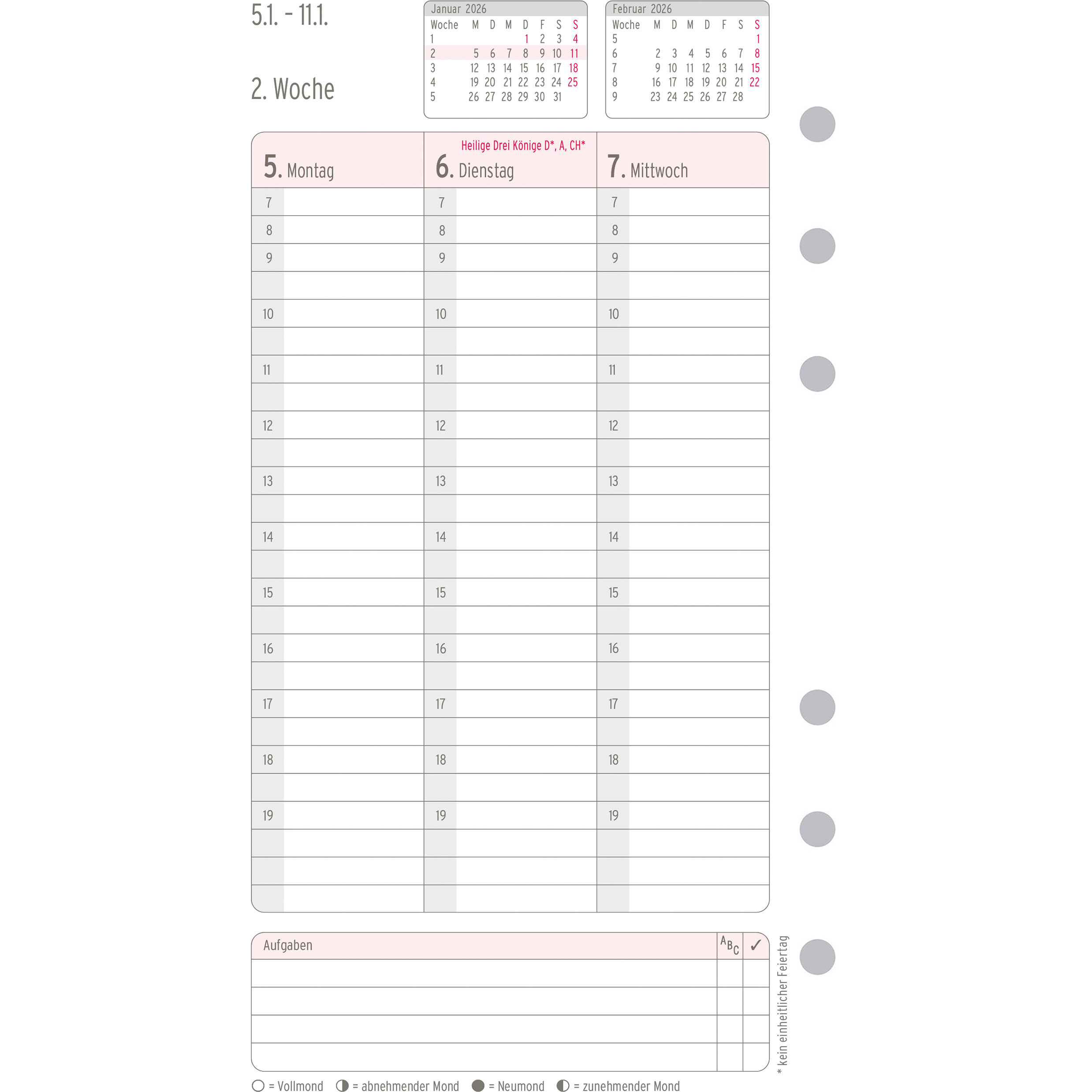 CHRONOPLAN Ersatz Wochenplan 2026 50546Z.26 1W/2S in Spalten Midi