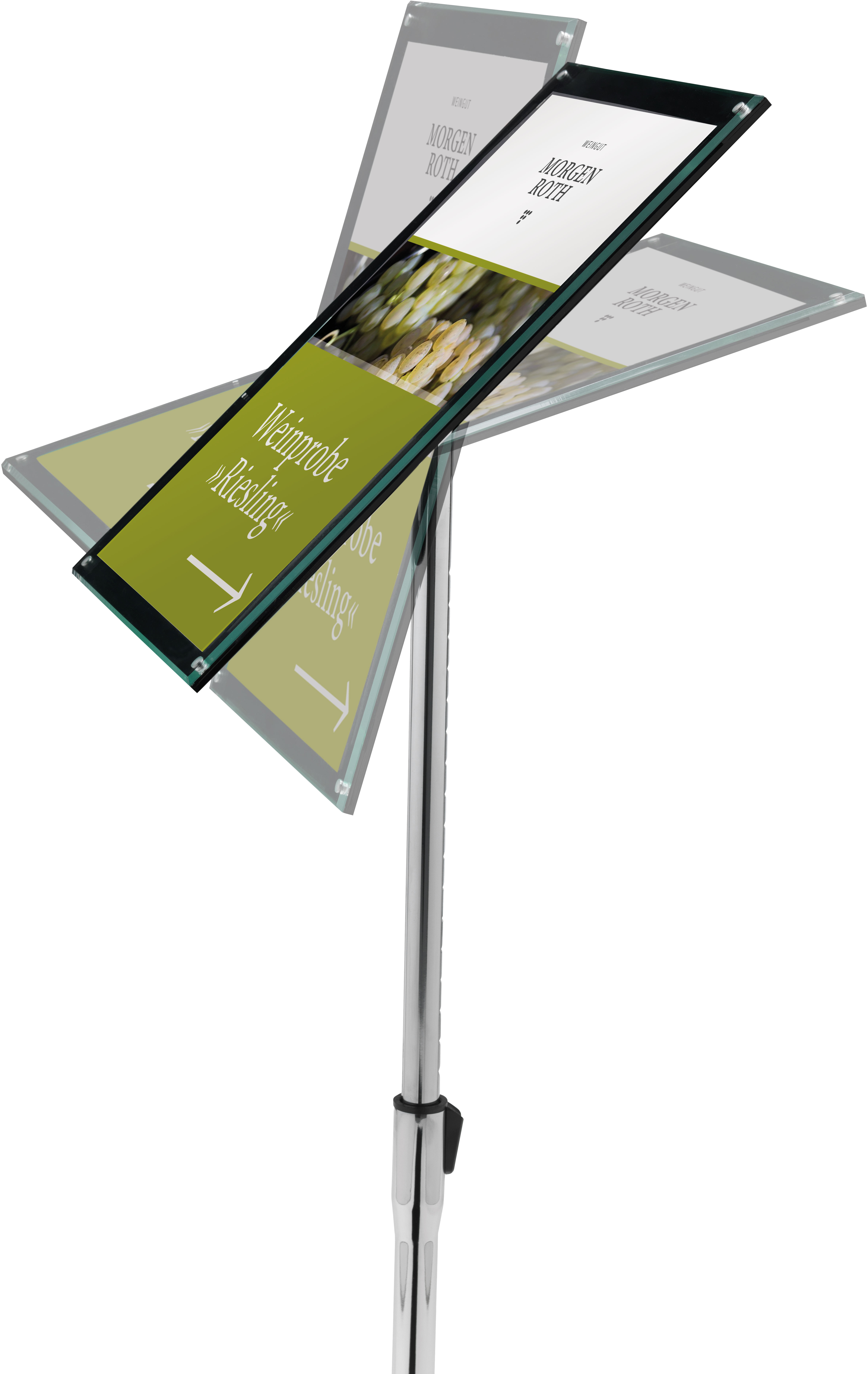 DEFLECTO Bodenständer Superior Image A3 790645 silber 34x128x30cm