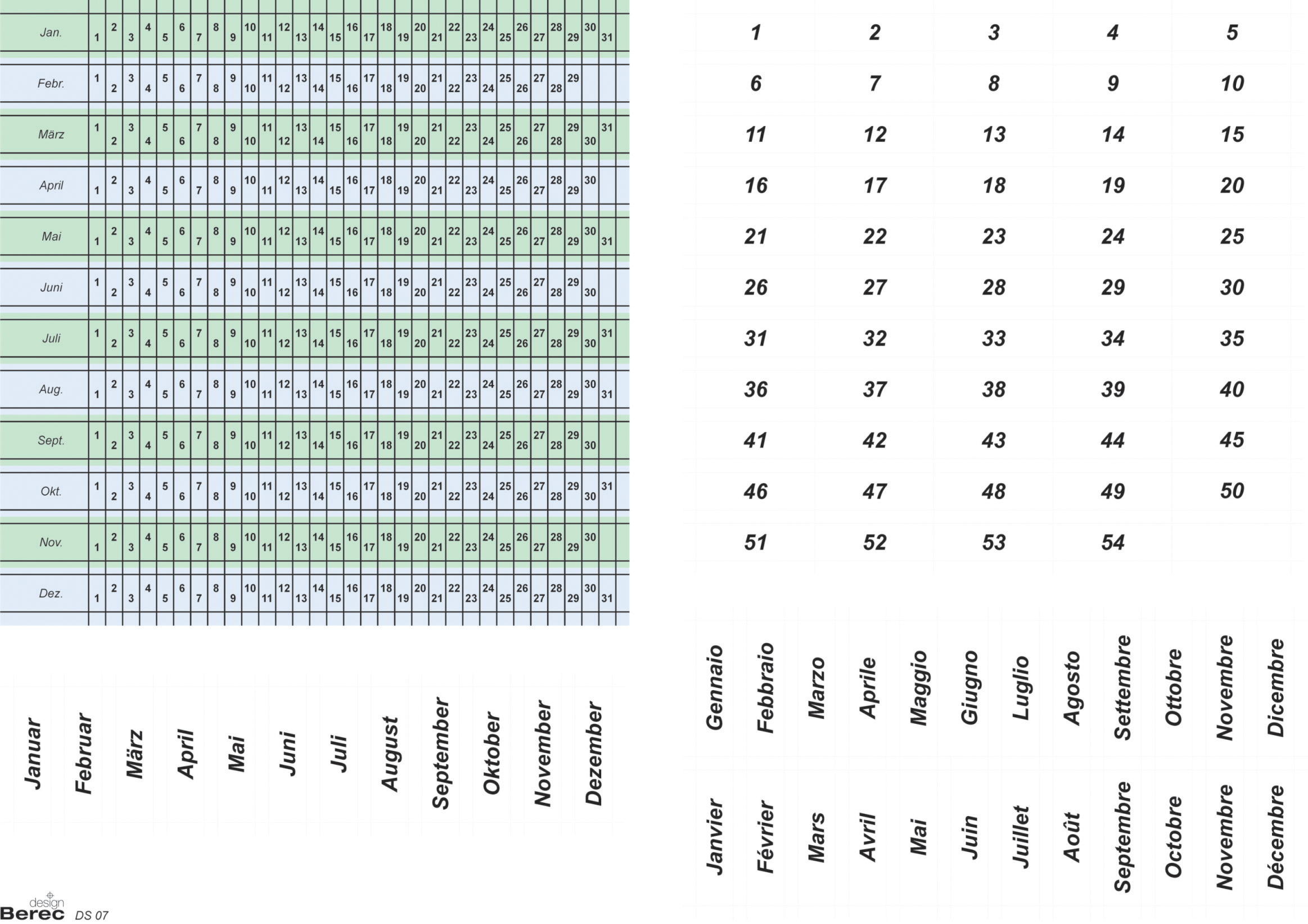 BEREC Datumsstreifenset DS 07 7-Tage-Woche