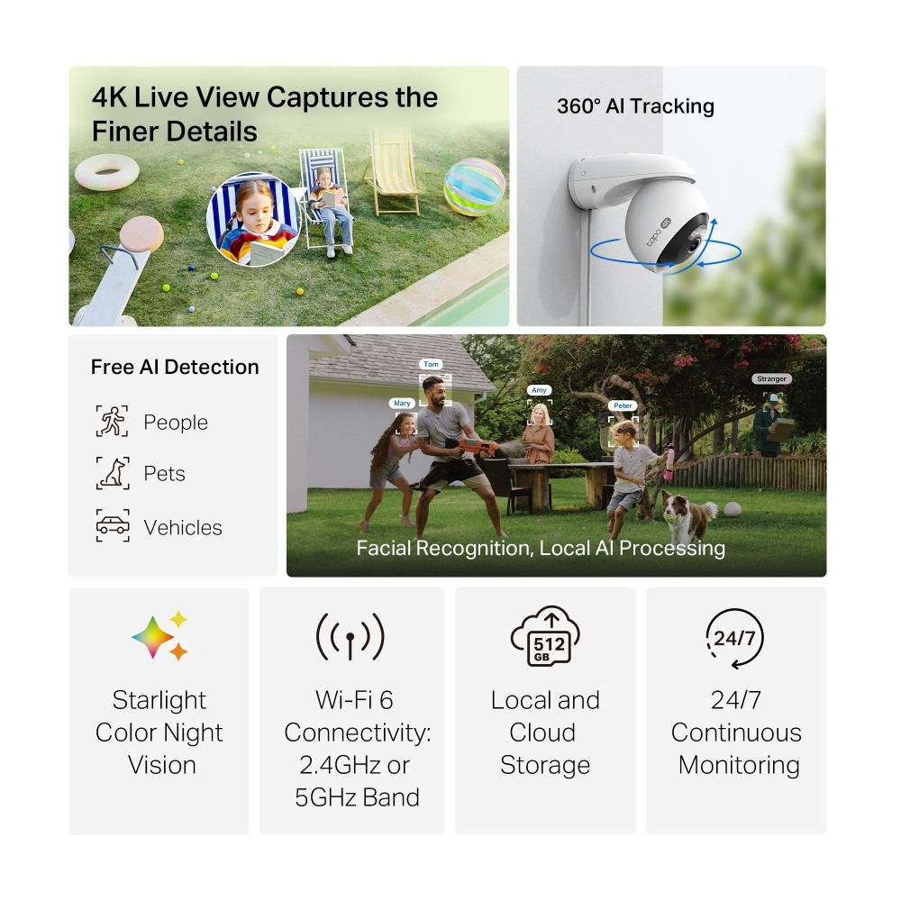 TP-LINK Outdoor Pan/Tilt Security Cam Tapo C560WS 4K, Smart AI