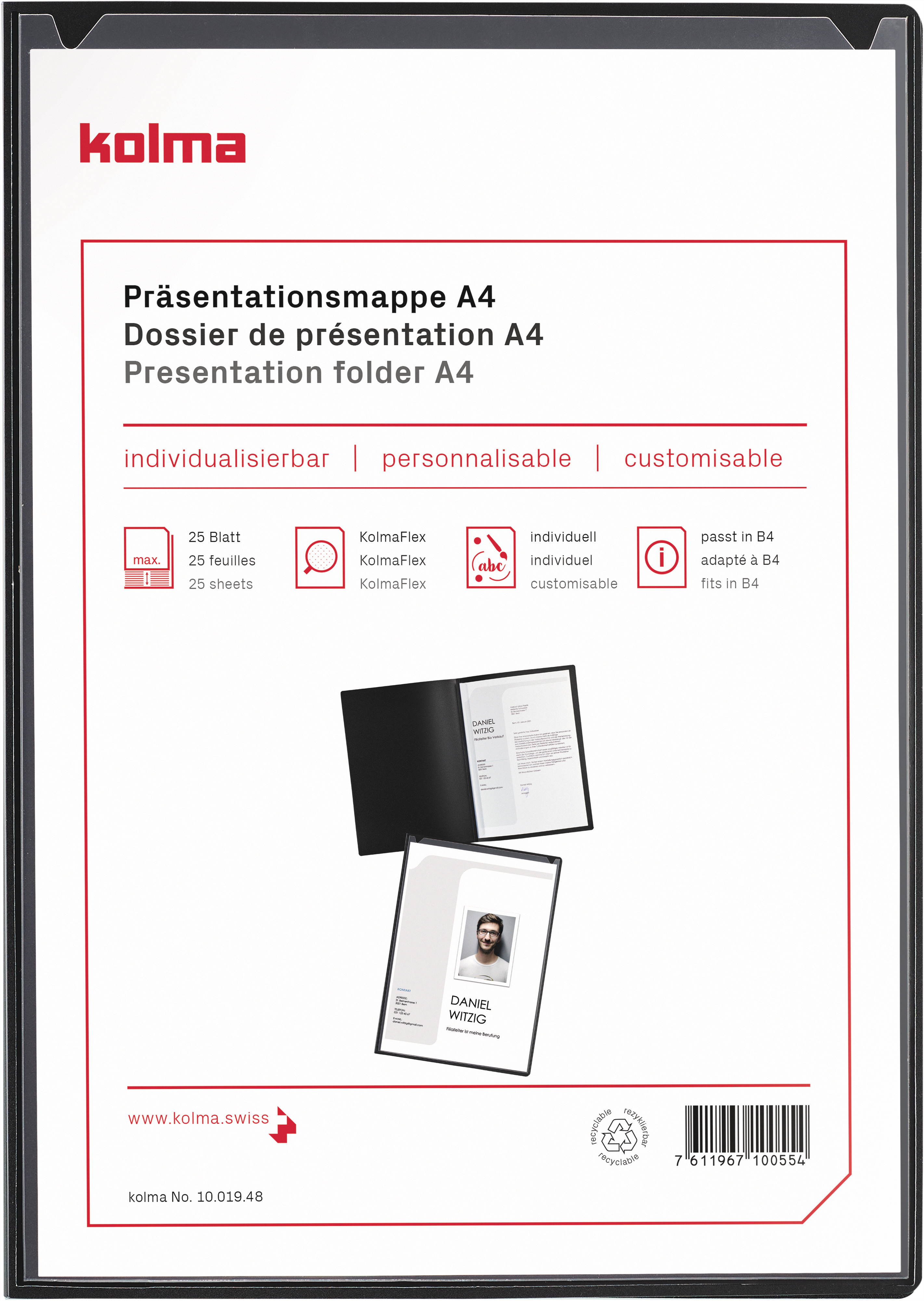 KOLMA Klemmhefter Tender A4 10.019.48 anthrazit,2-teilig,Klemmsch.