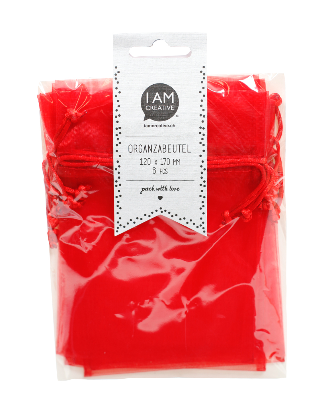 I AM CREATIVE Organzabeutel 12x17cm 2100.09 rot 6 Stück