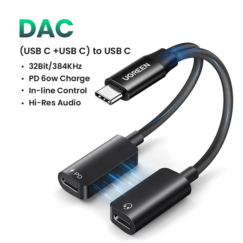 UGREEN Audio Adapter 2-in-1 45800 1xUSB-C In, 2x-USB-C Out