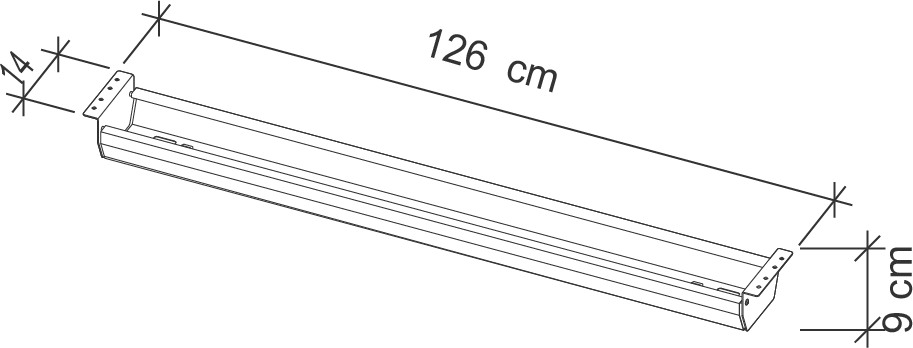 APOLLO Kabelwanne 126cm VK16/G graphit, für 160cm Tische