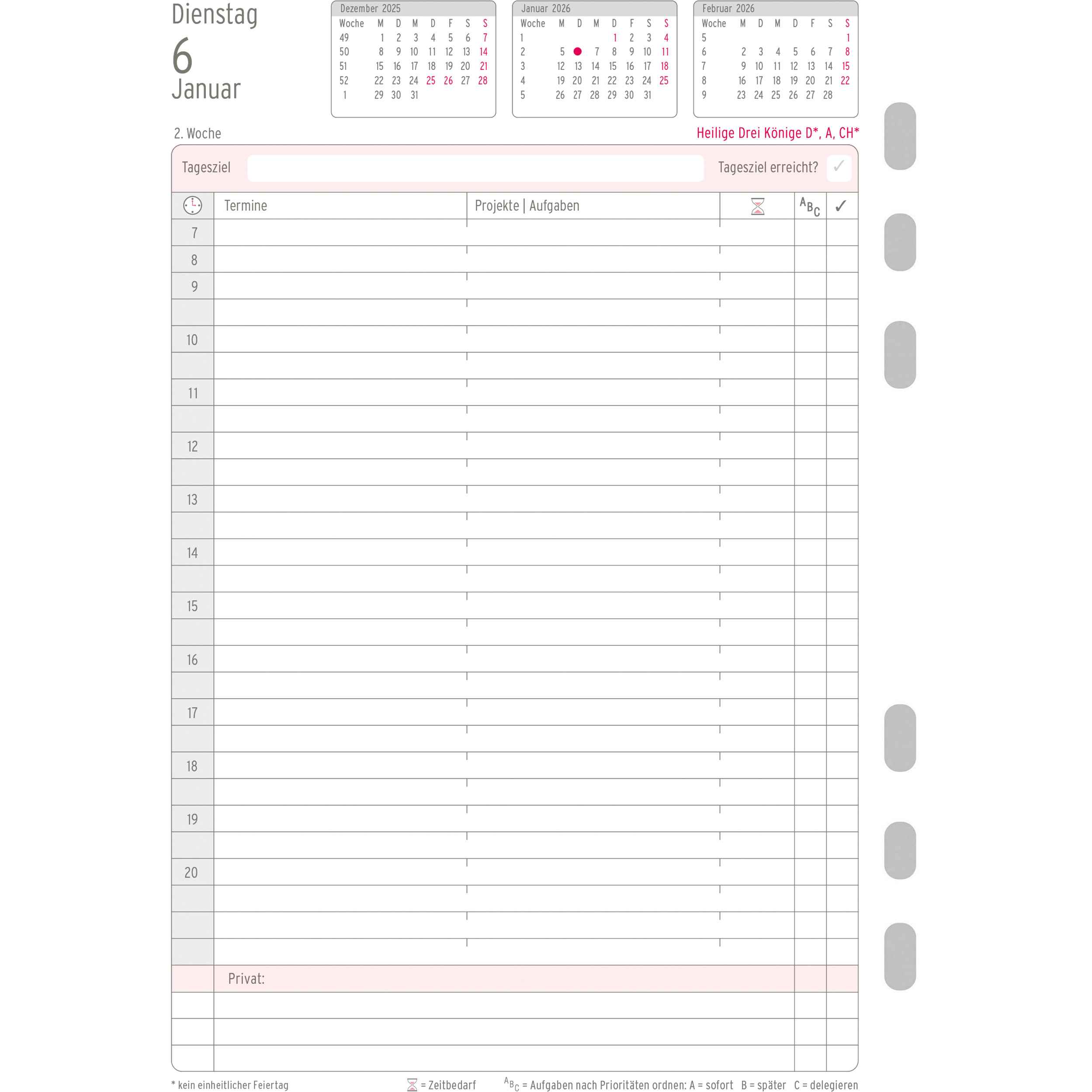 CHRONOPLAN Ersatz Tagesplan 2026 50226Z.26 1T/1S A5