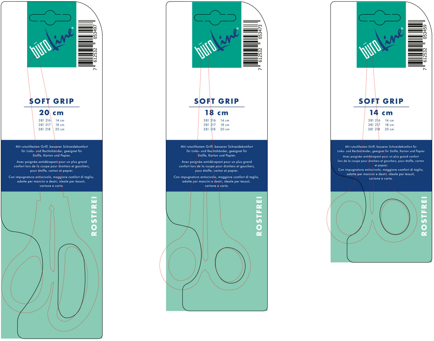 BÜROLINE Schere SoftGrip 14cm E-30250 ECO rostfrei